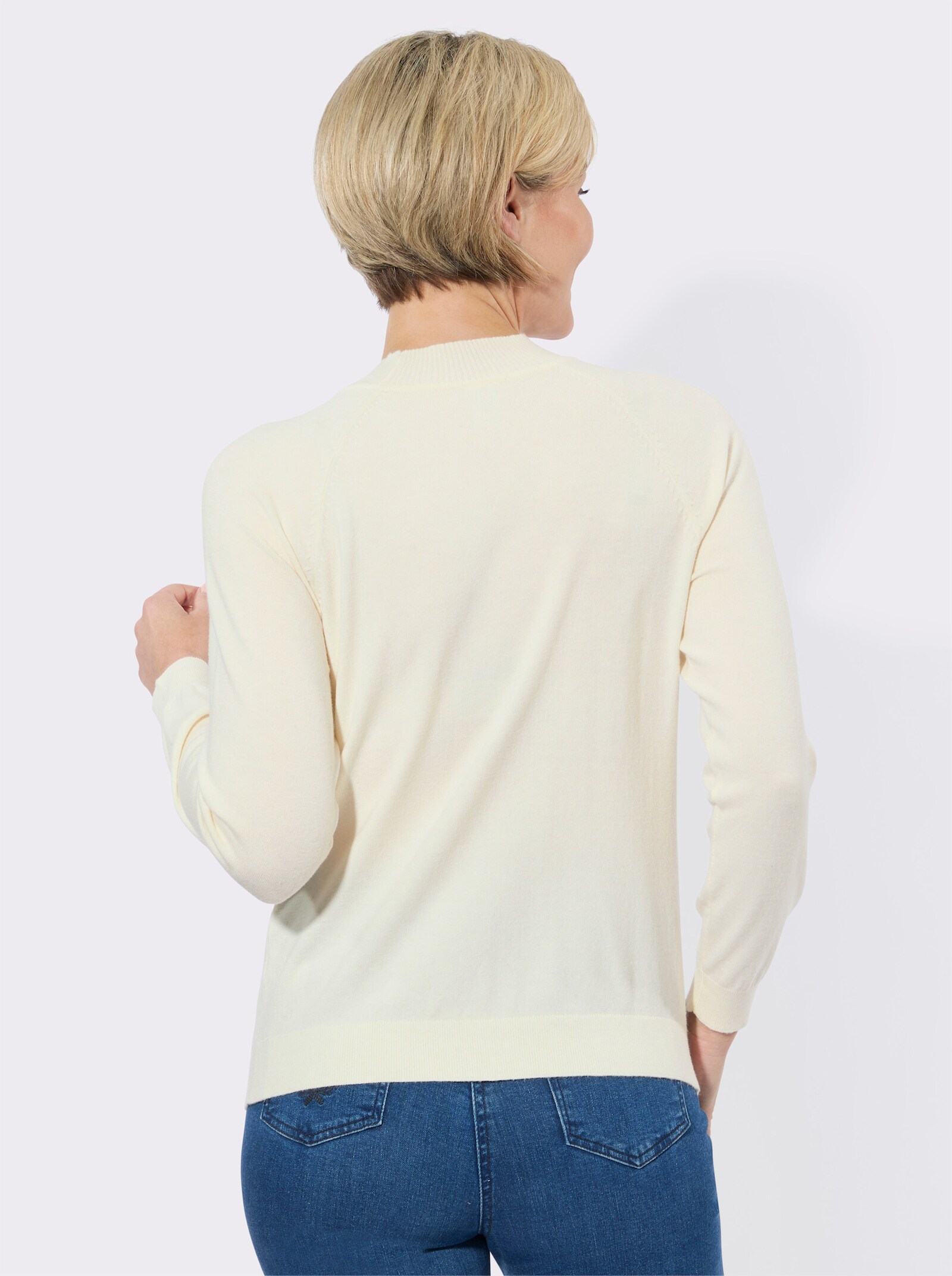 Stehkragenpullover mit Einstrick-Muster - champagner