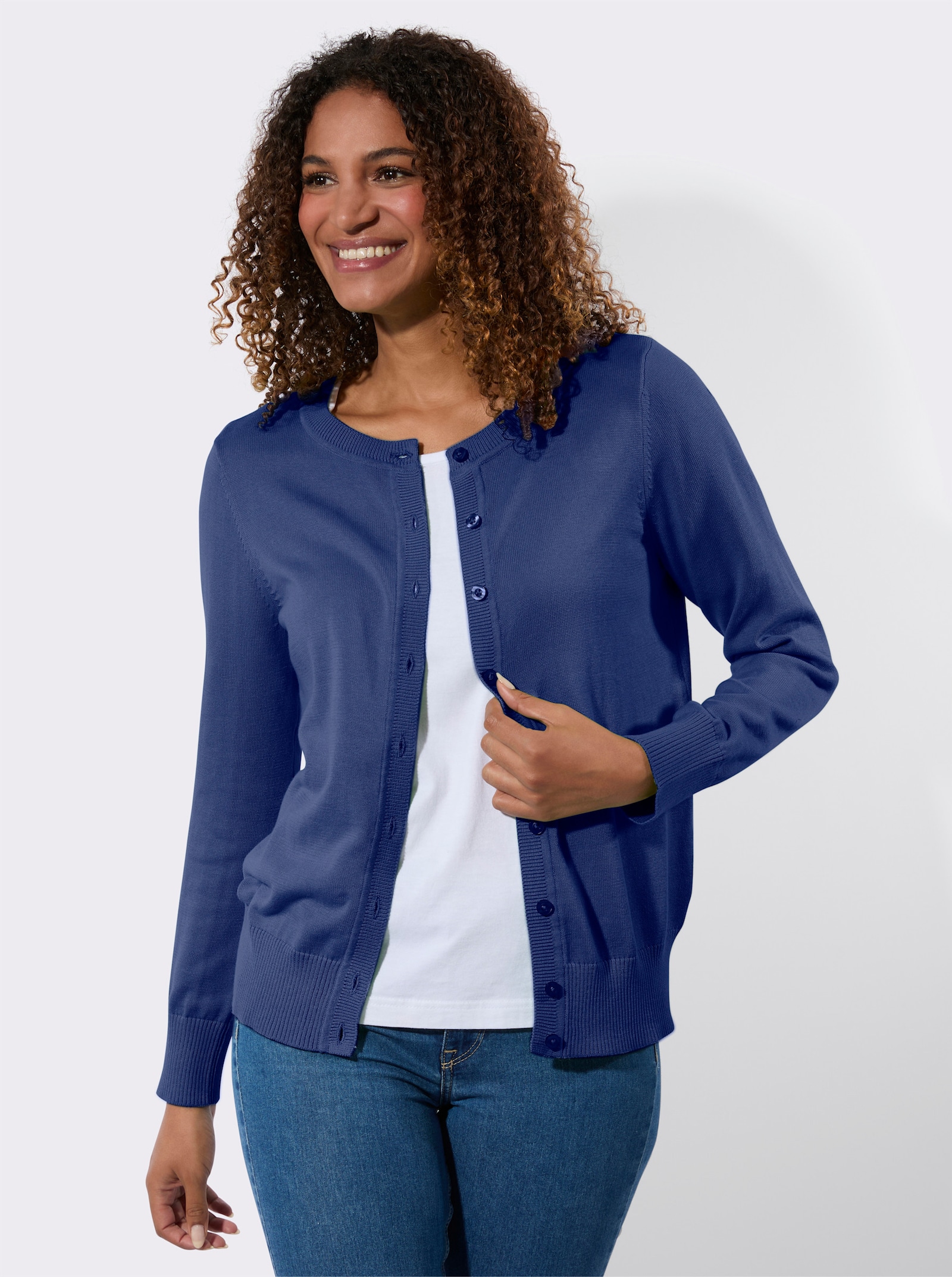 Cardigan met ribboorden - koningsblauw