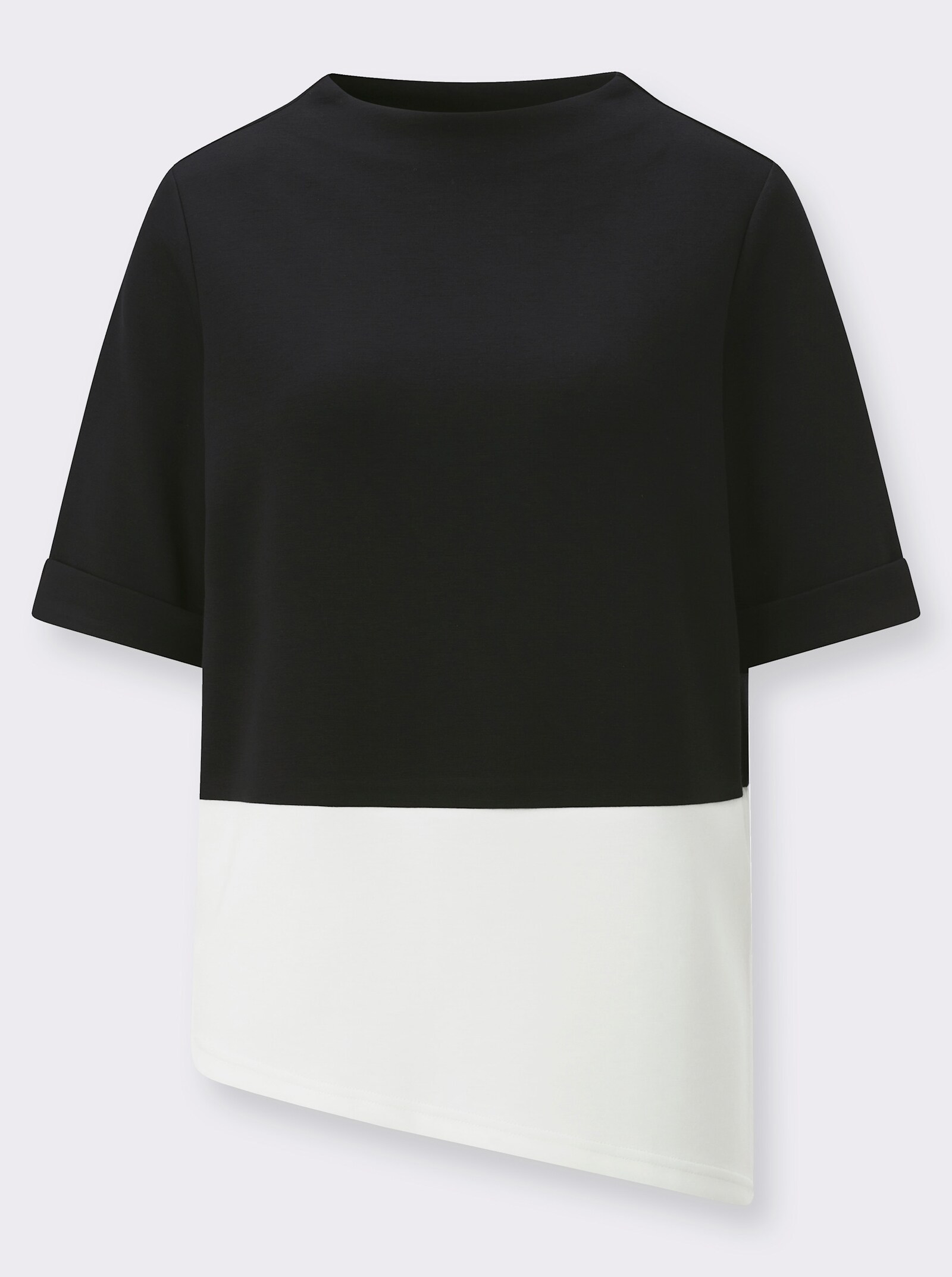 Sweatshirt mit Kelchkragen - schwarz-ecru