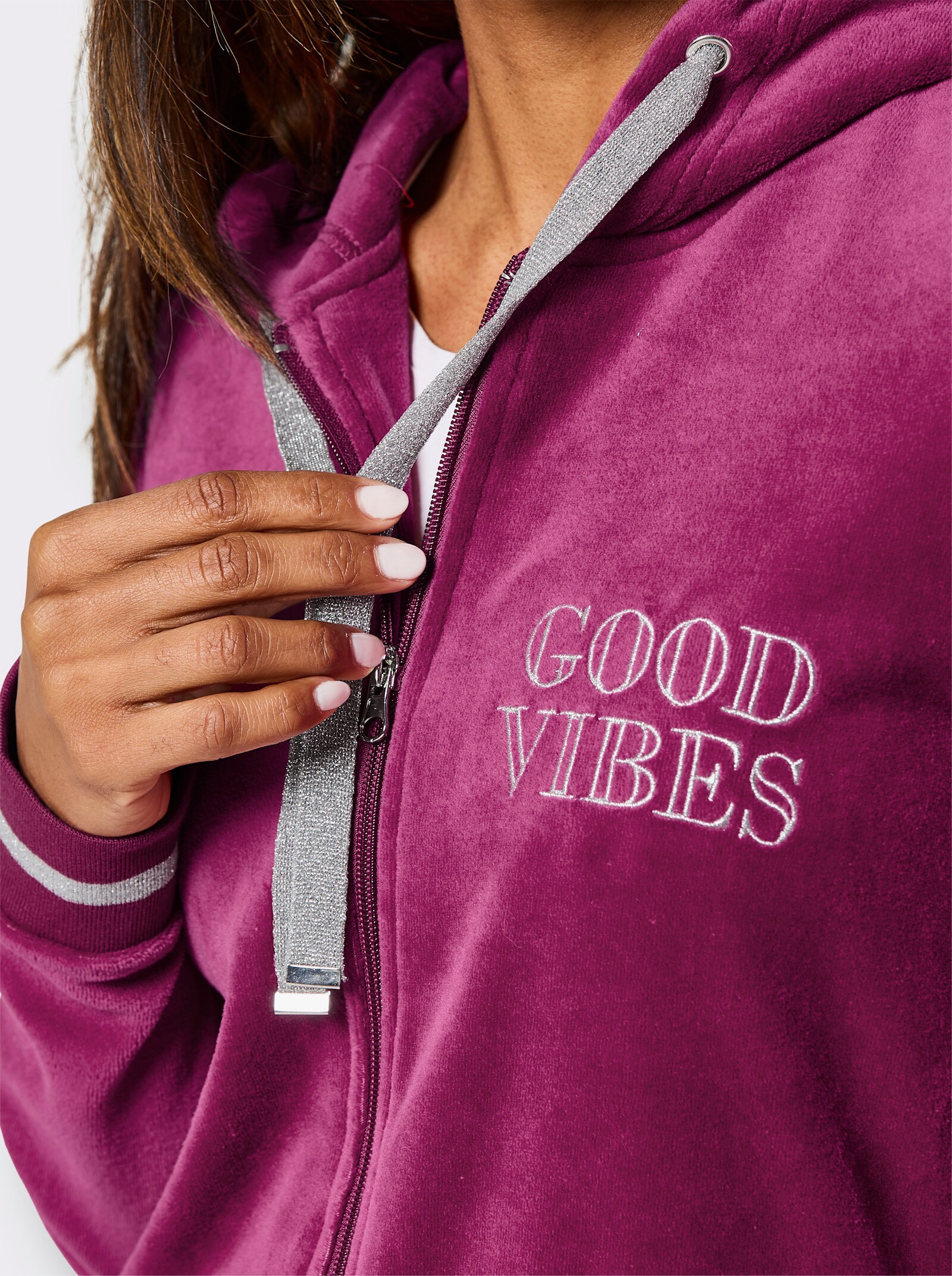 feel good Nickijacke mit Glitzer-Details - malve
