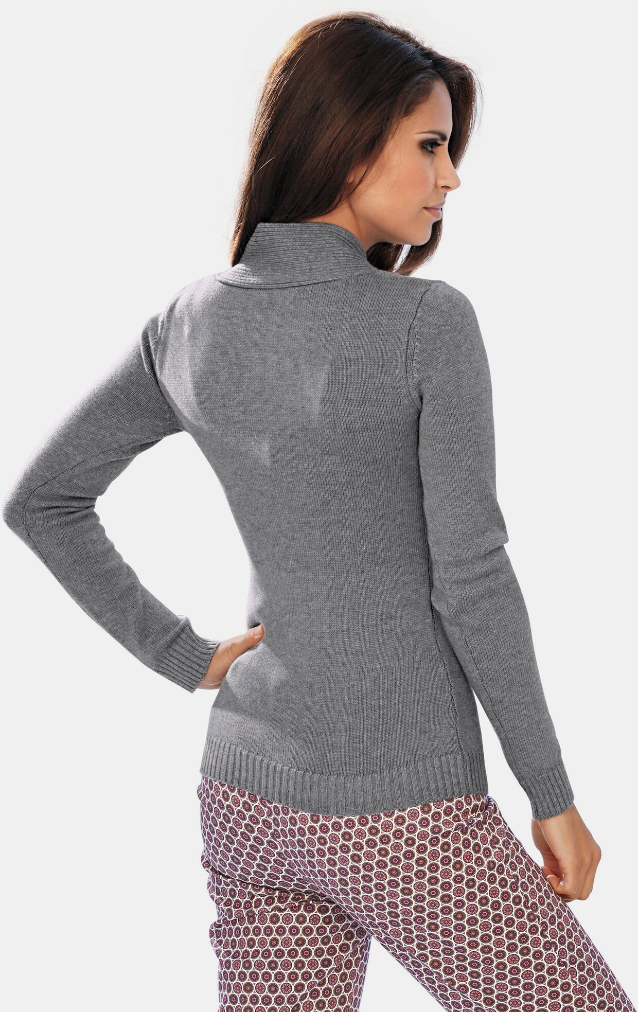 heine V-Pullover - grau-melange