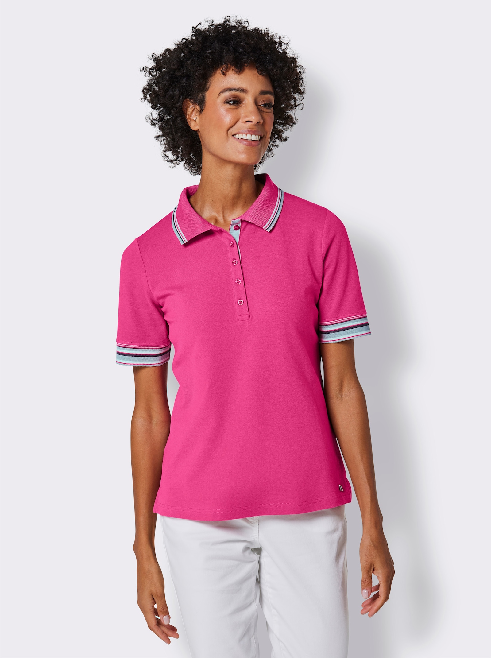 CREATION L PREMIUM Poloshirt in Pikee-Qualität - fuchsia