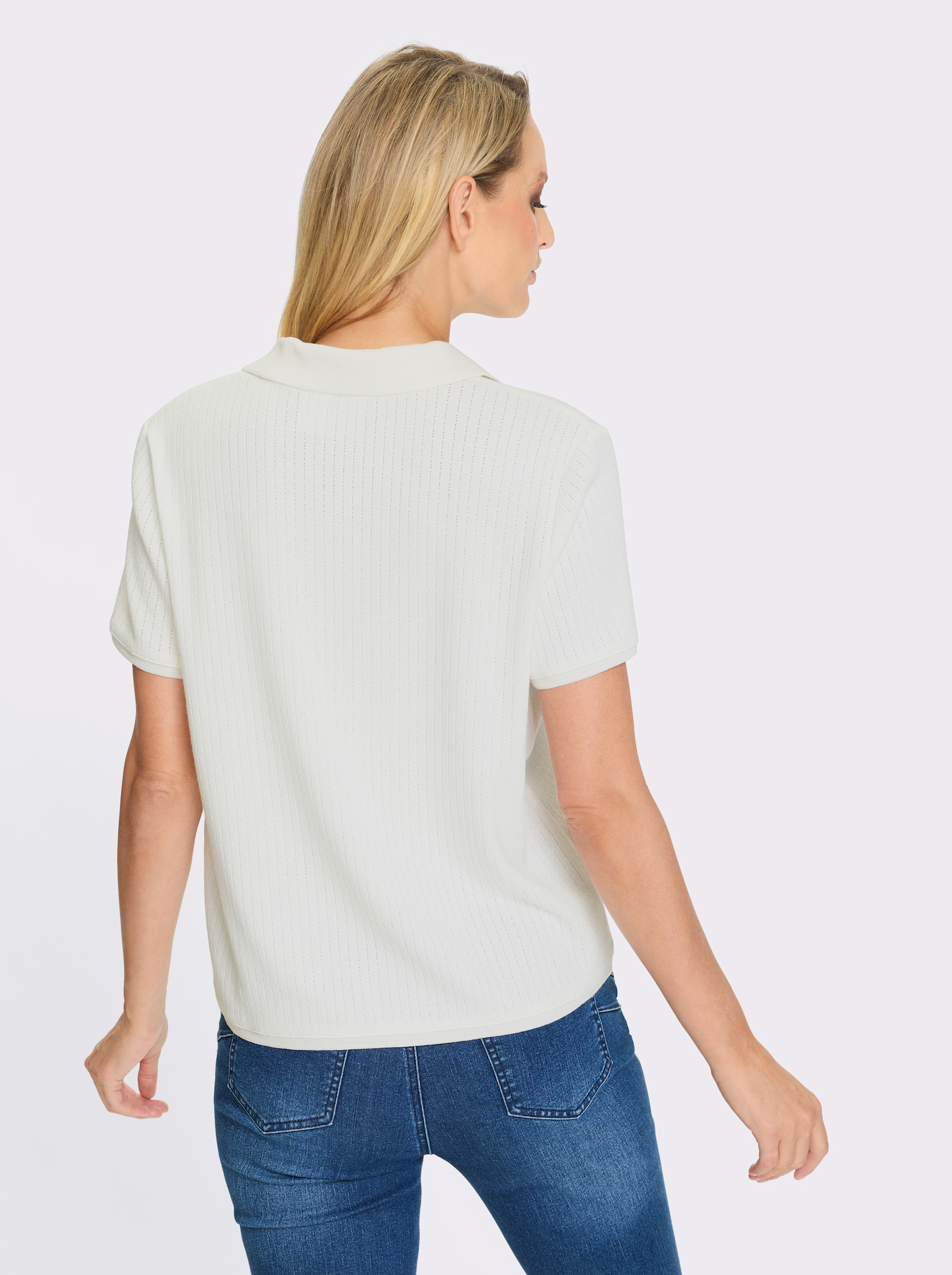 heine Poloshirt mit Ajour-Muster - ecru