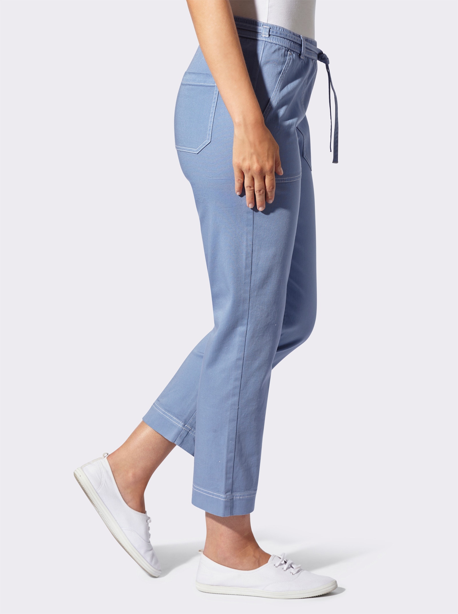 7/8-Jeans Schlupfform, mit Dehnbund - taubenblau