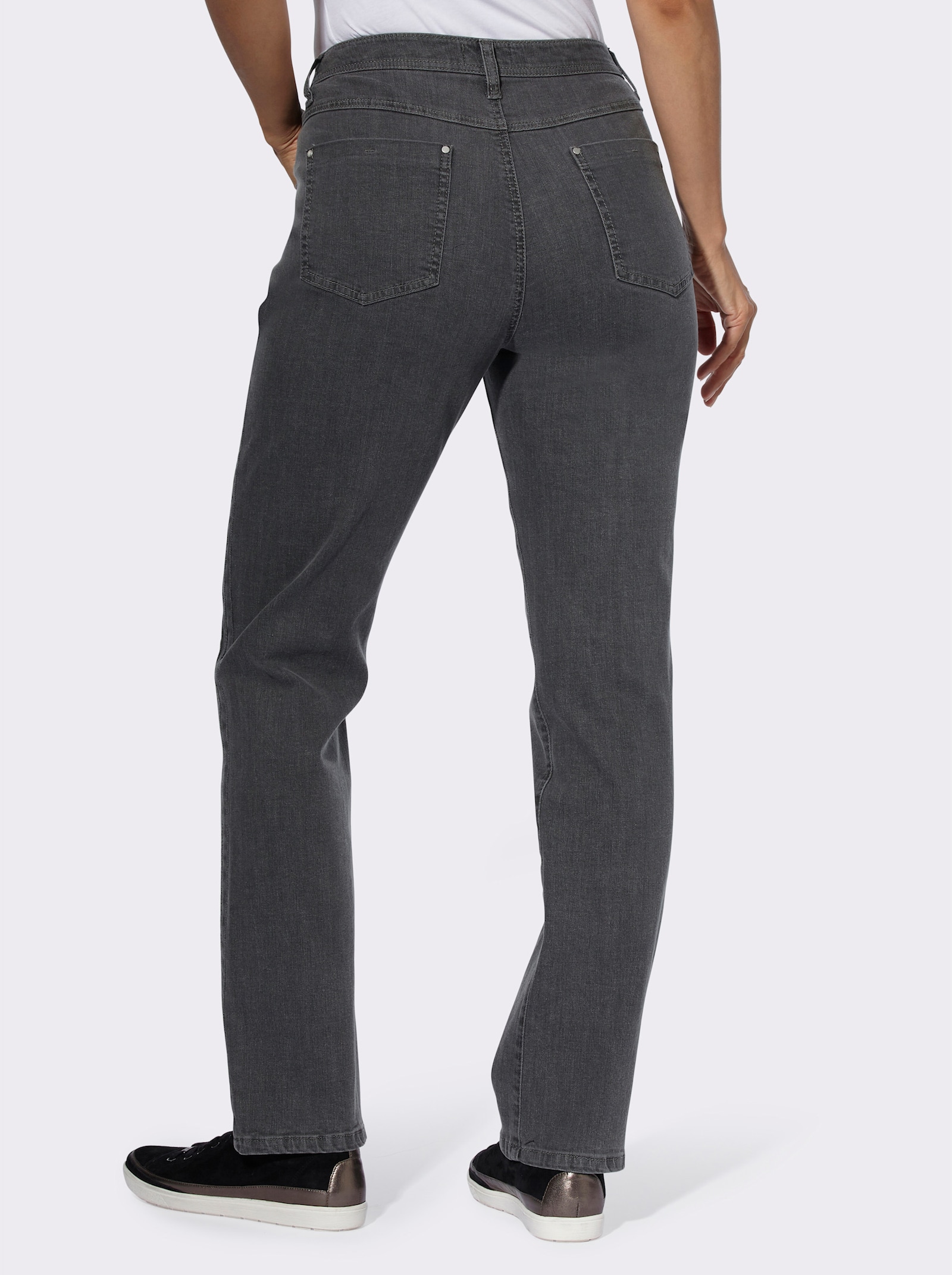 Jeans met sierbiezen opzij - grey denim