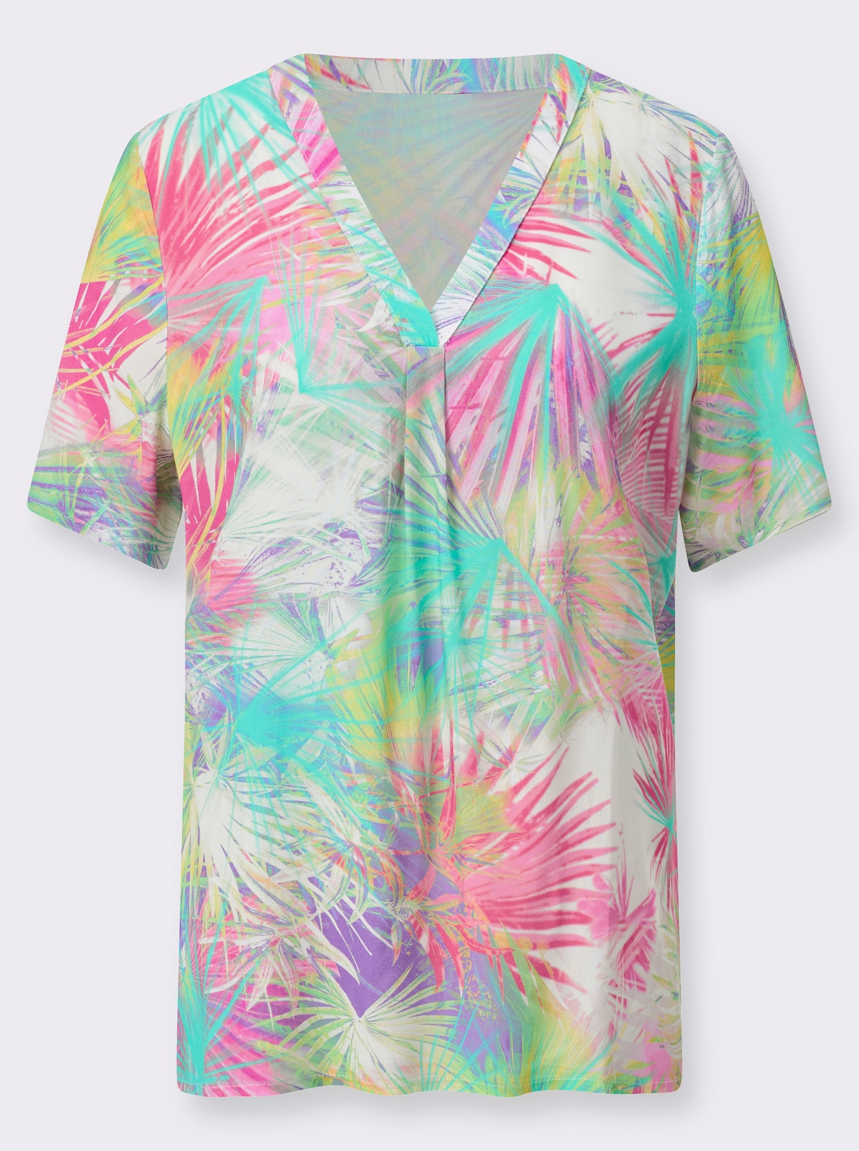 Comfortabele blouse - oceaan/fuchsia bedrukt
