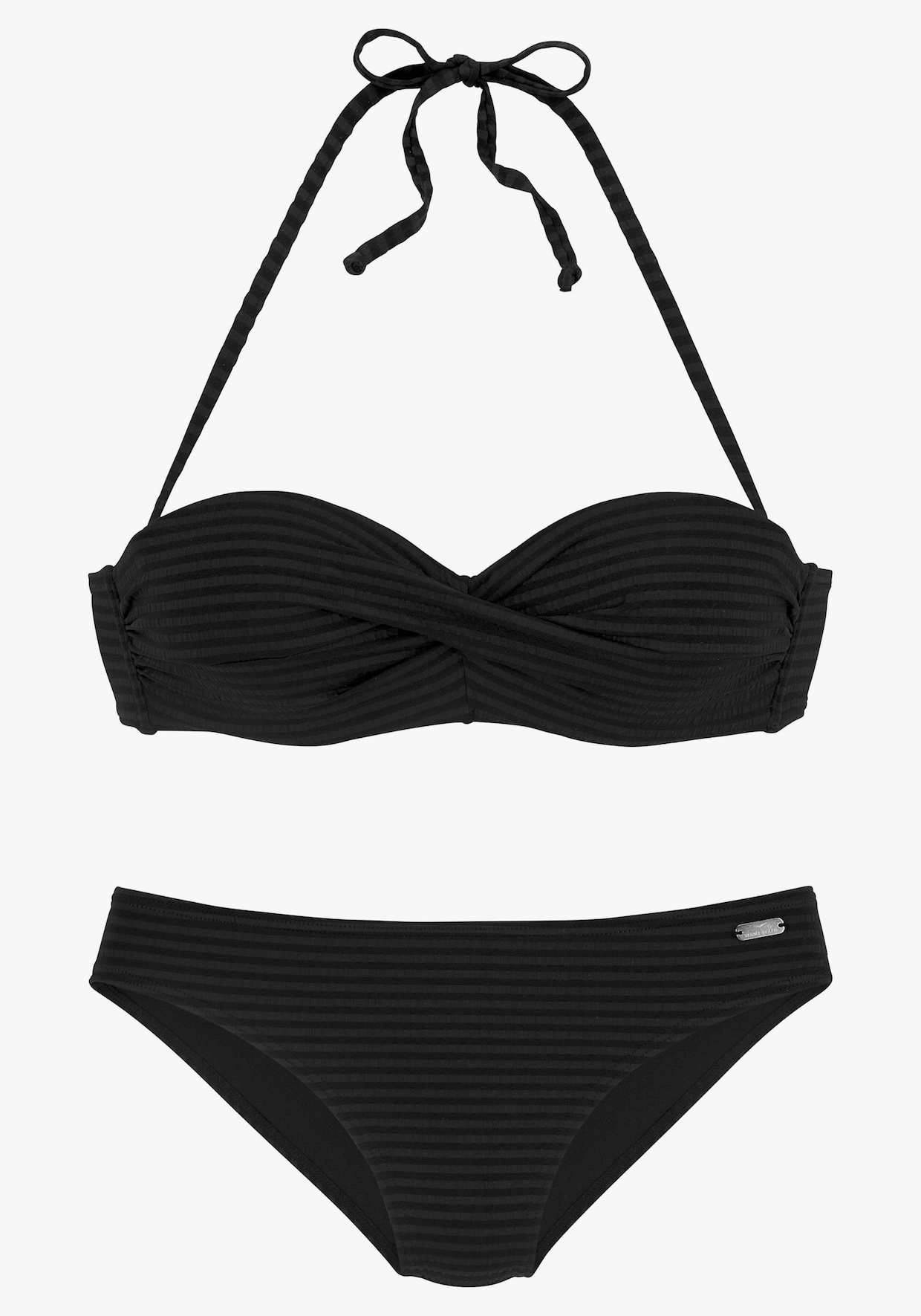 Venice Beach Bügel-Bandeau-Bikini - schwarz