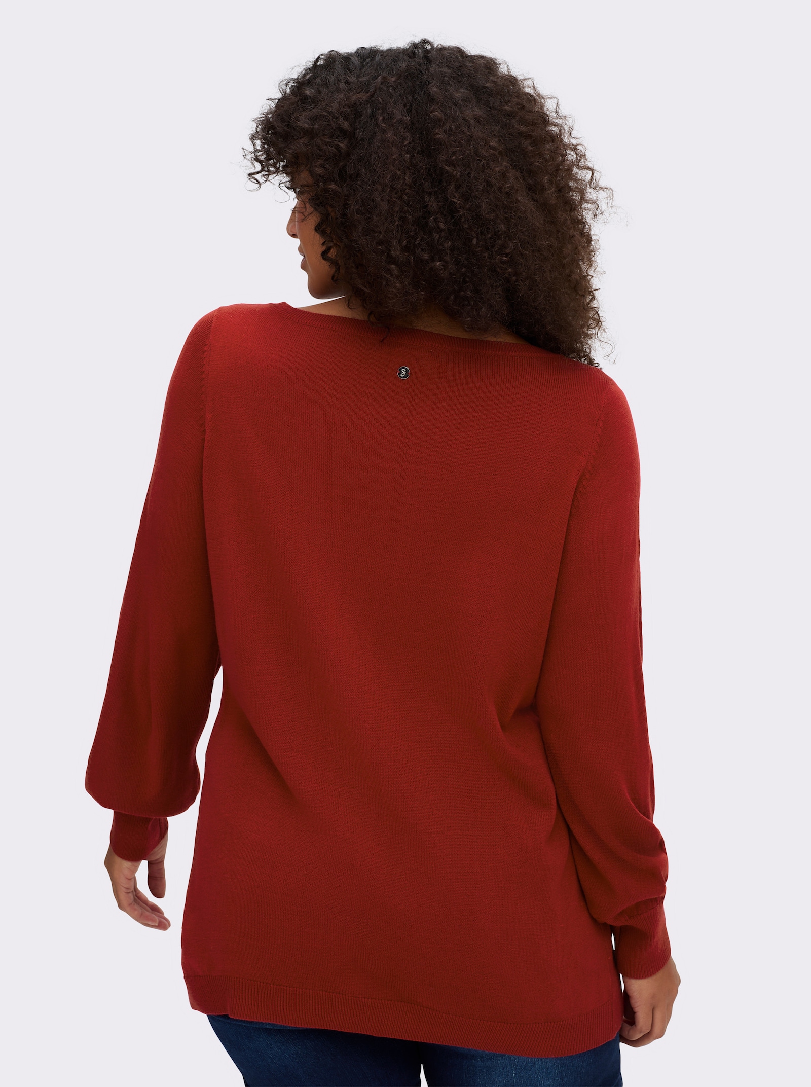 sheego Pullover mit U-Boot-Ausschnitt - kirsche
