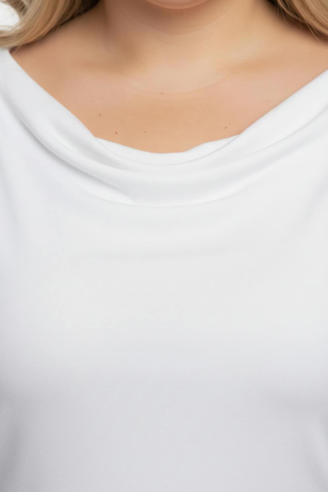 Wasserfallshirt mit 3/4-langen Ärmeln - weiß