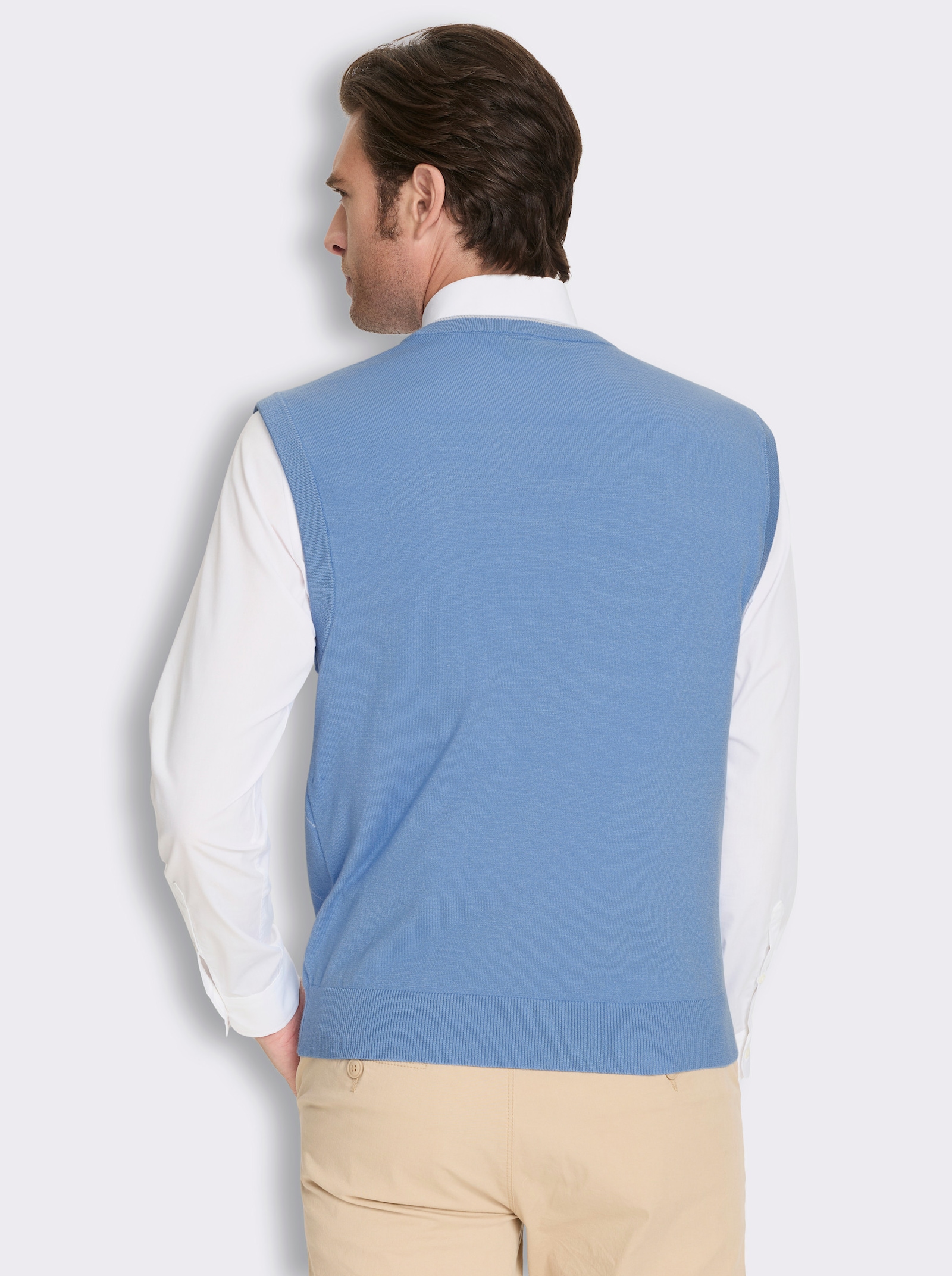 Marco Donati Pullunder mit Rauten-Jacquard - himmelblau-ecru-gemustert