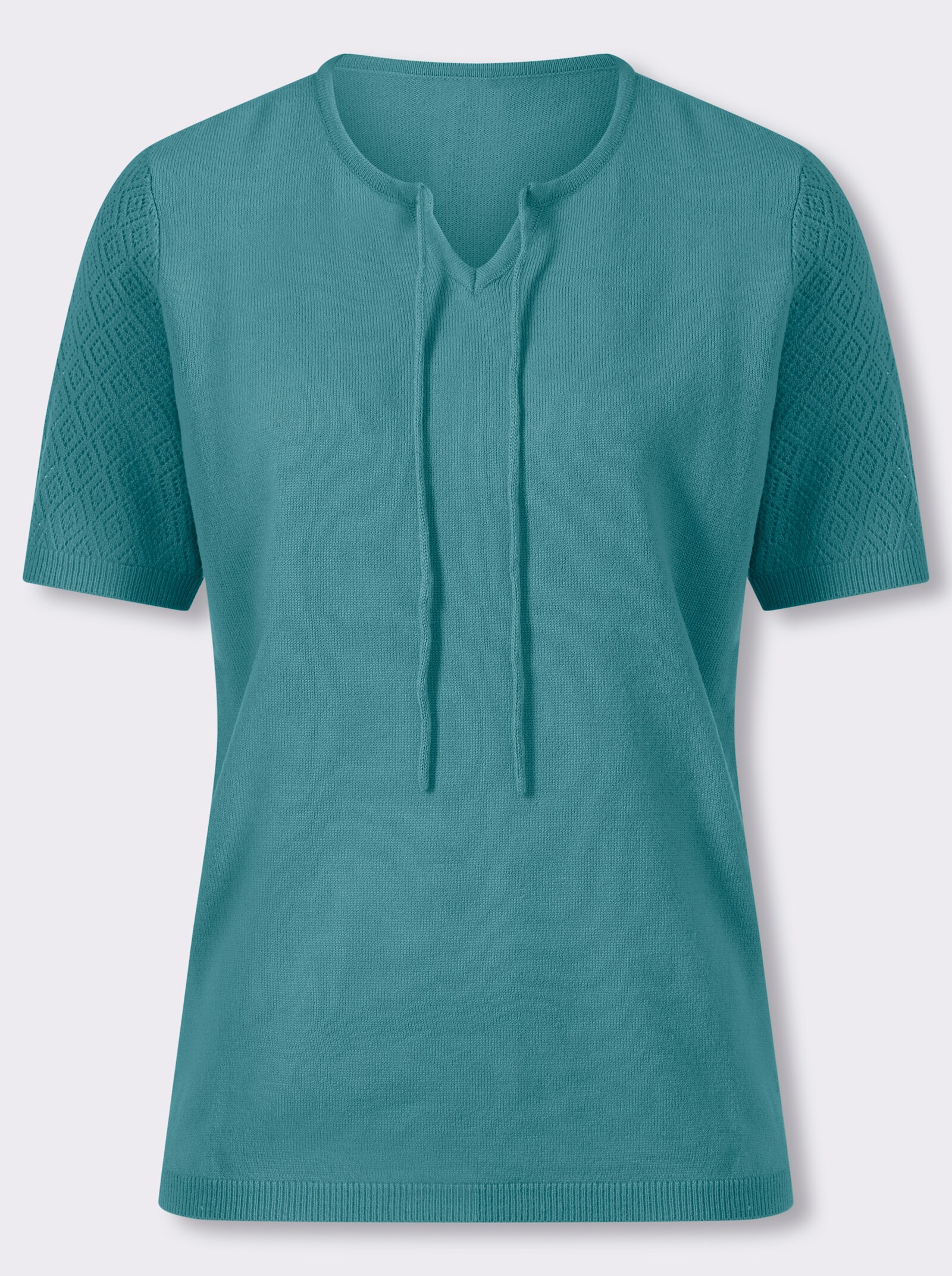 Kurzarmpullover mit Ajourmuster - ozean