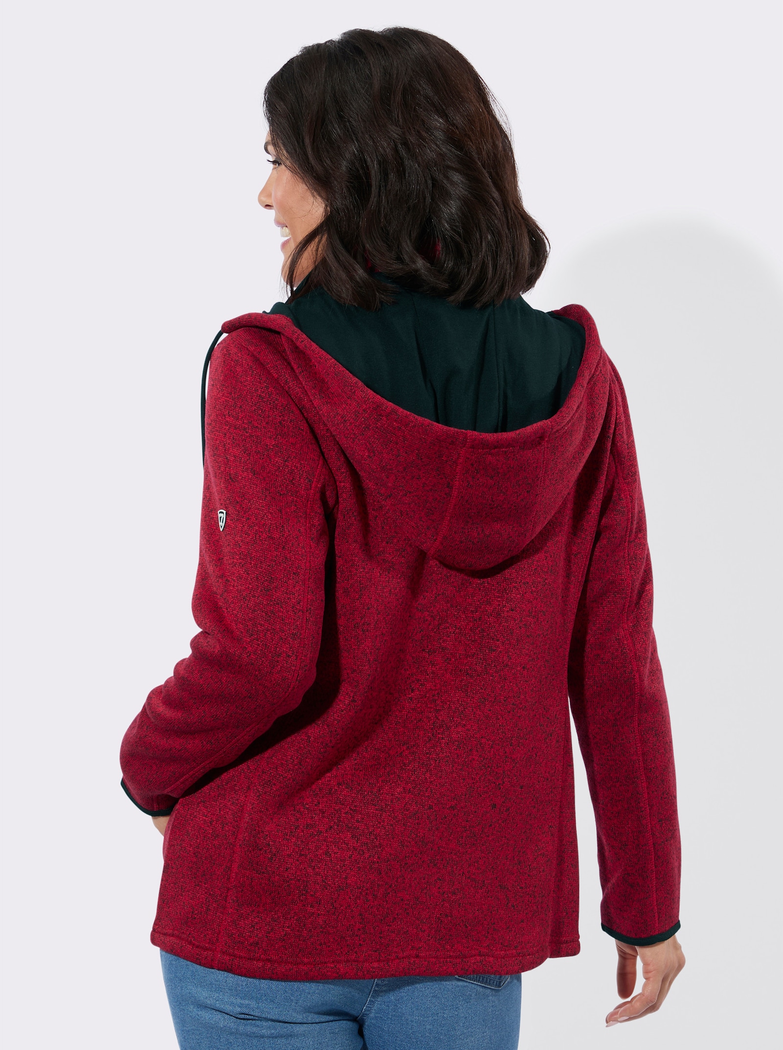 Fleecejacke mit Antipilling-Ausrüstung - rot-meliert