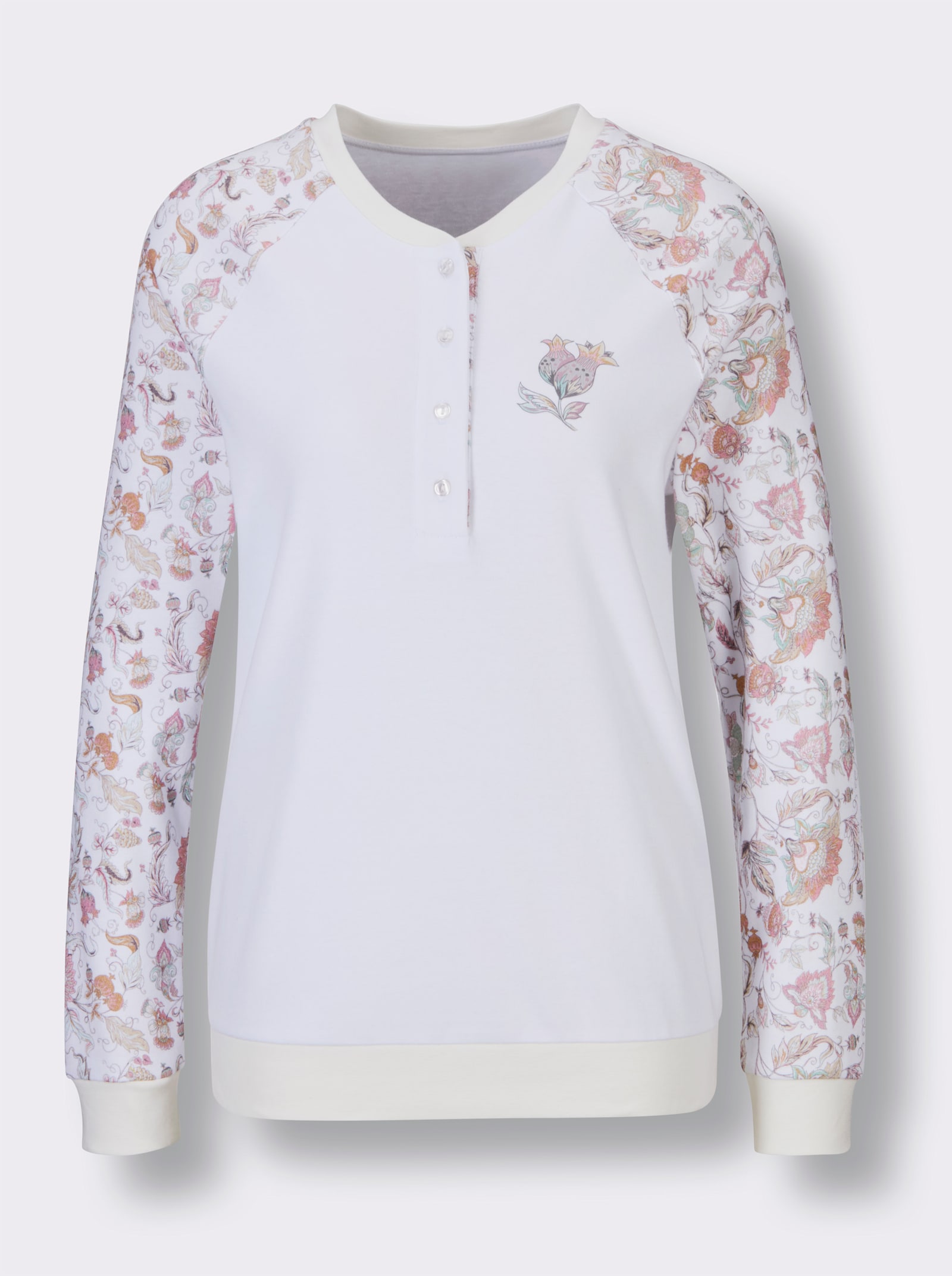 wäschepur Schlafanzug - weiß-hellgrau-bedruckt