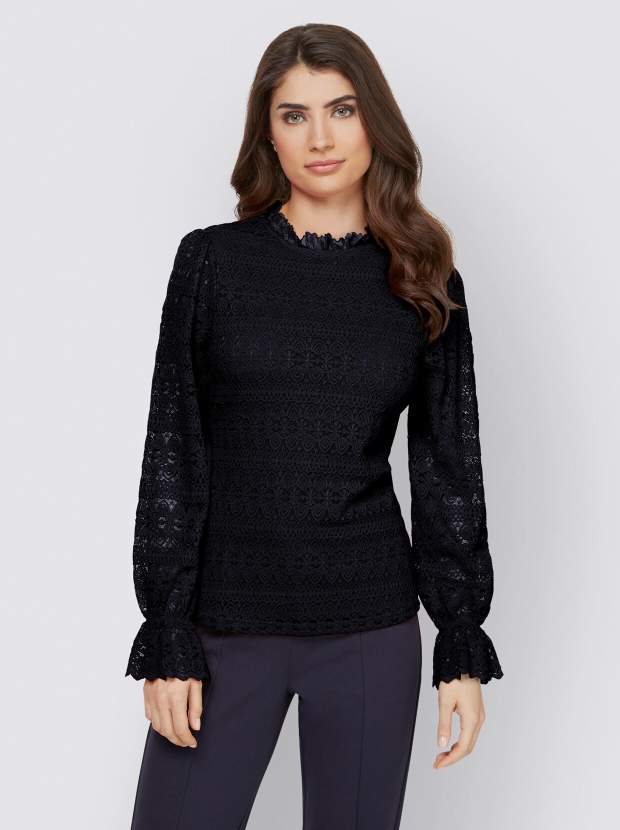 Ashley Brooke Spitzen-Shirt - marine