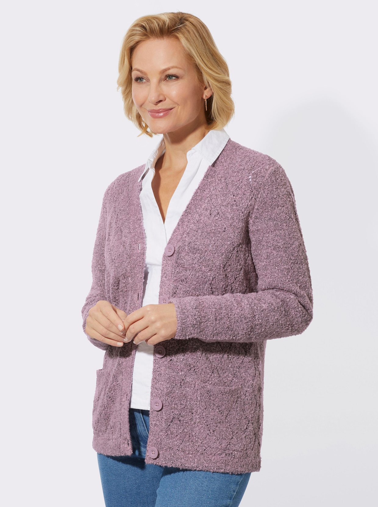 Strickjacke - mauve-meliert