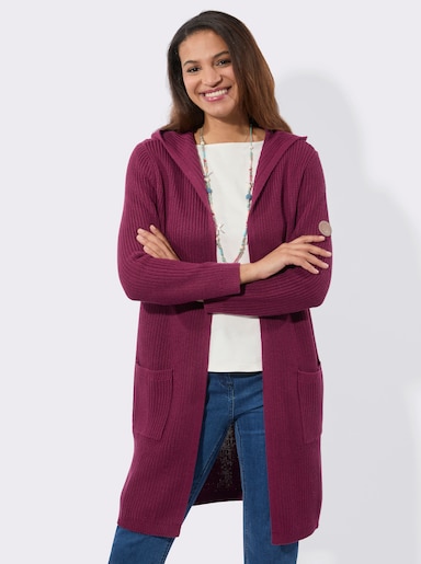 Strickmantel in offener Form - bordeaux