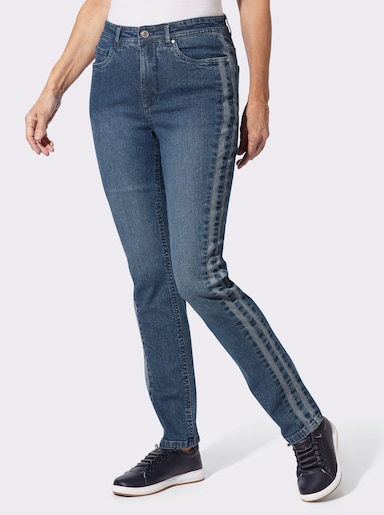 Gerade Jeans mit seitlichen Kontraststreifen - blue-stone-washed