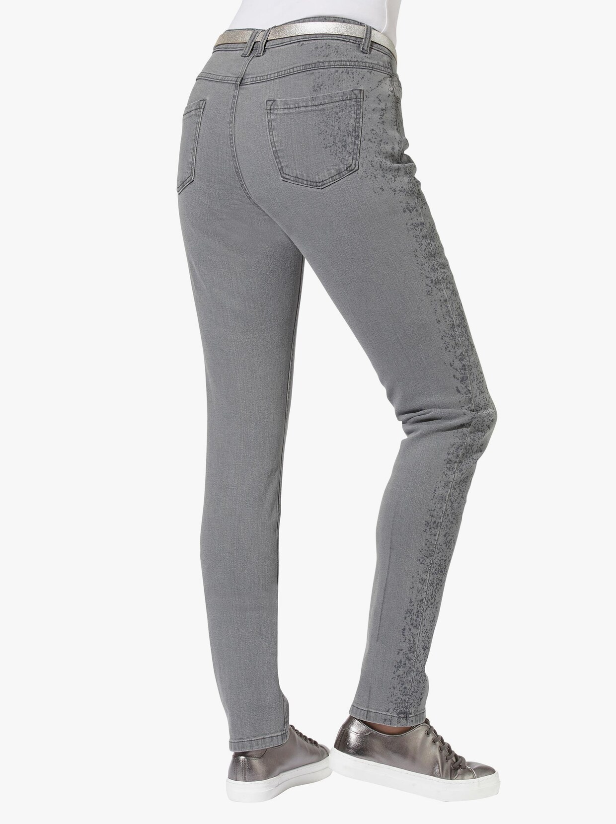 5-Pocket-Jeans - hellgrau-graphit-bedruckt