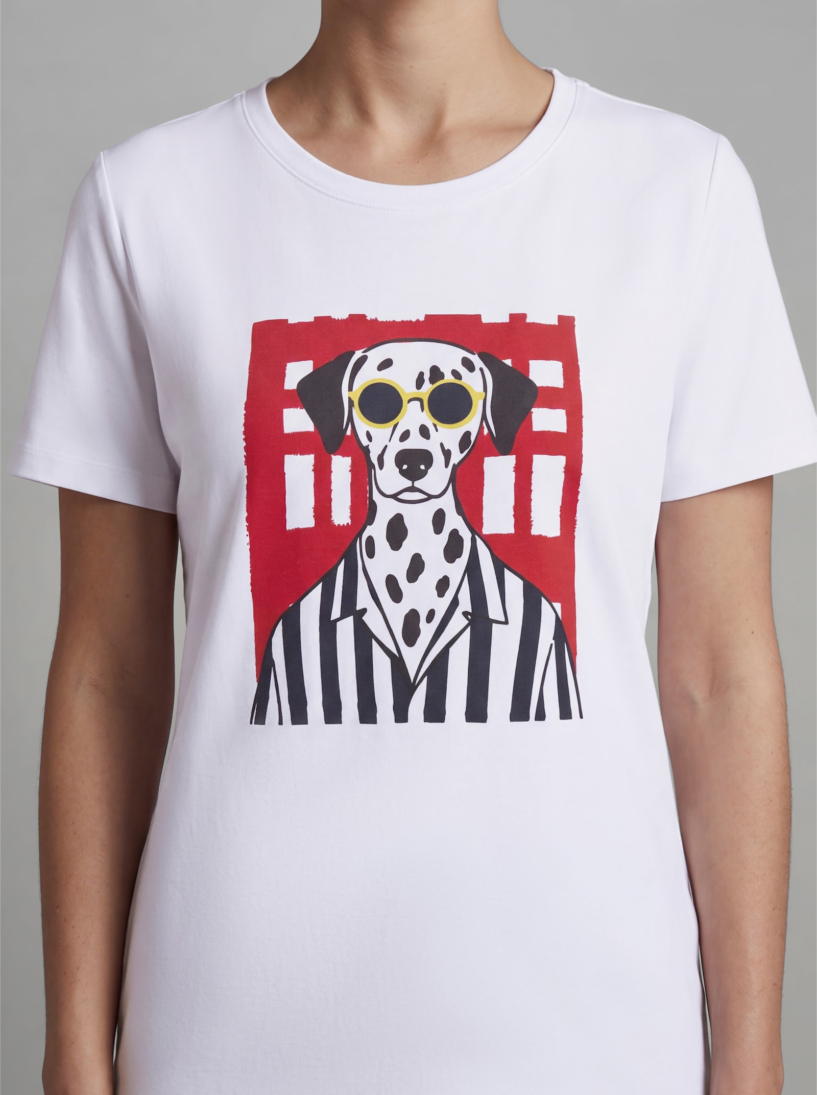 heine Kurzarmshirt mit Print - weiß