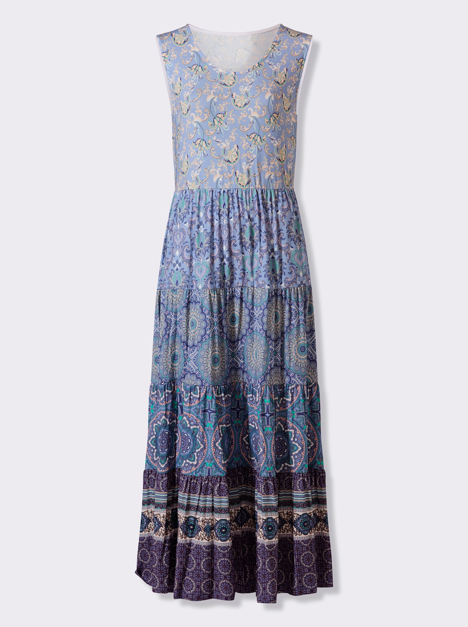 heine Jerseykleid mit Ornament-Druck - bleu-salbei-bedruckt