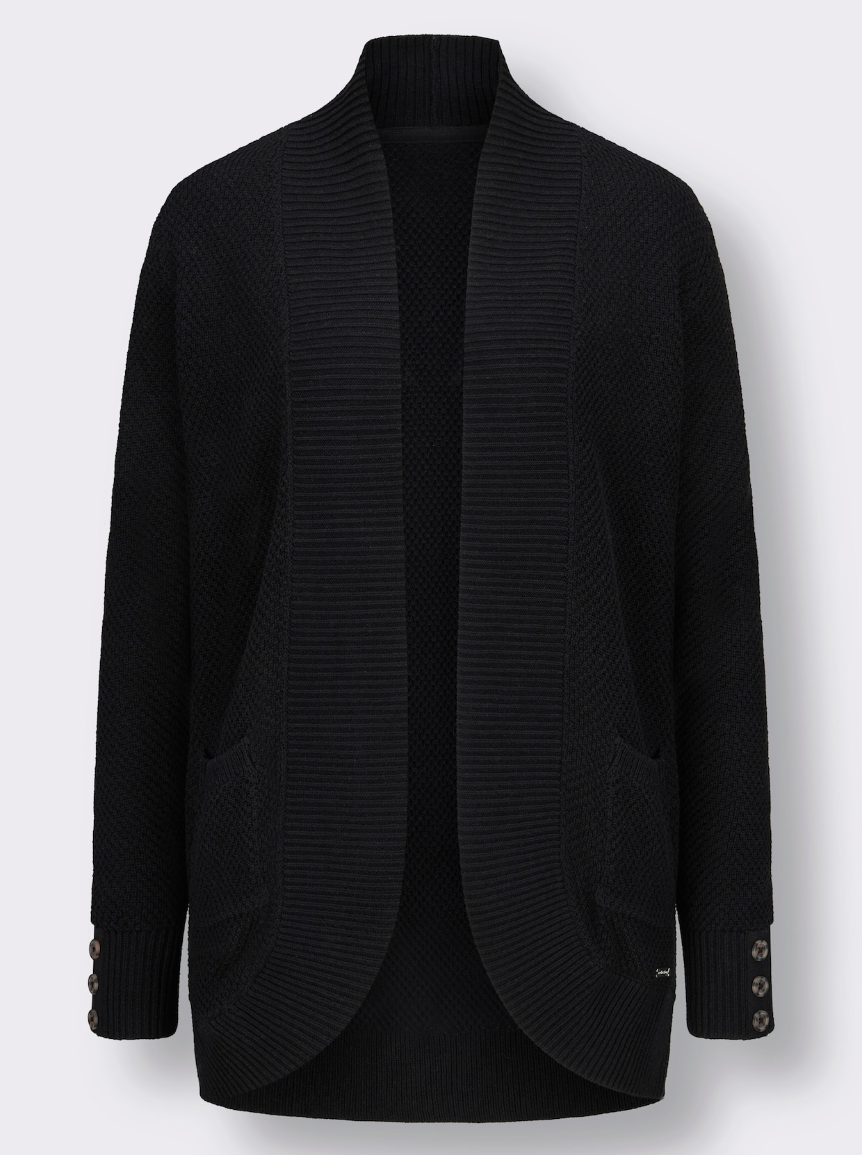 Lang gebreid vest - zwart