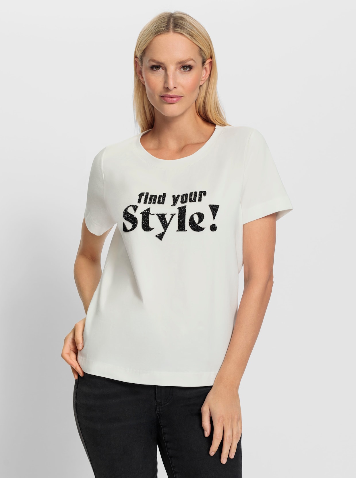 heine Shirt met ronde hals - ecru
