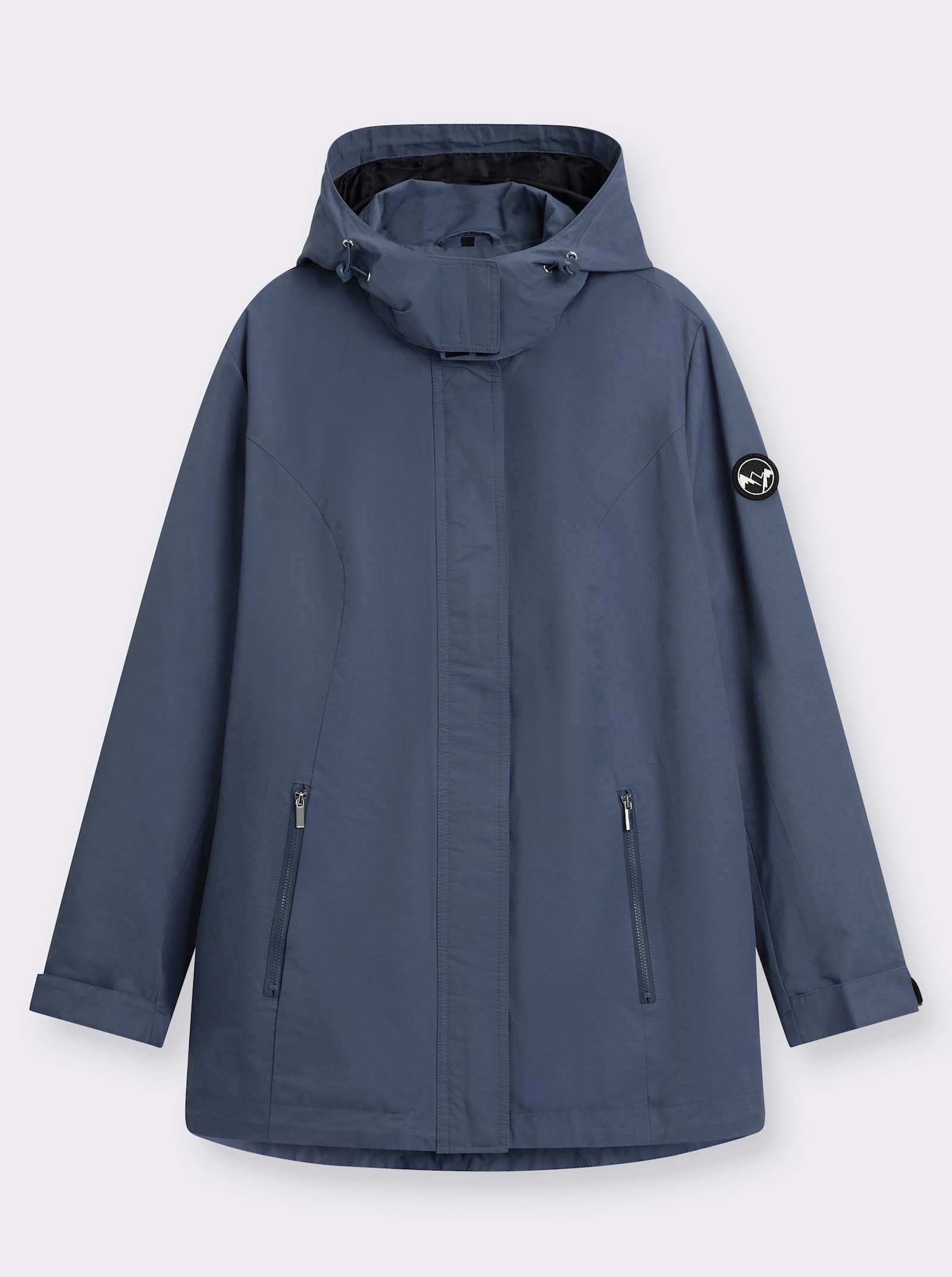 sheego Übergangsjacke mit abnehmbarer Kapuze - rauchblau