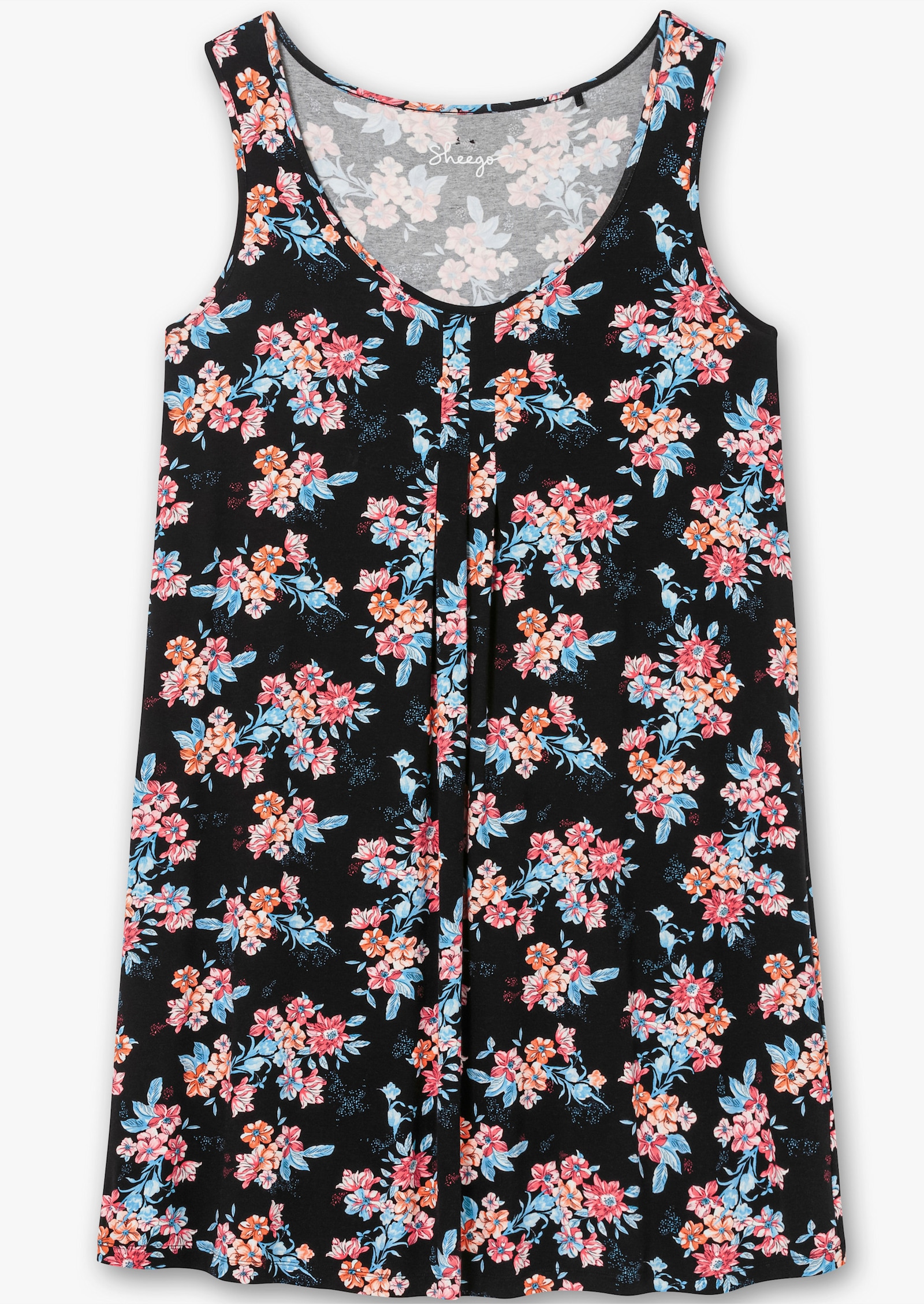 sheego Strandkleid mit Grafikprint - schwarz-bunt