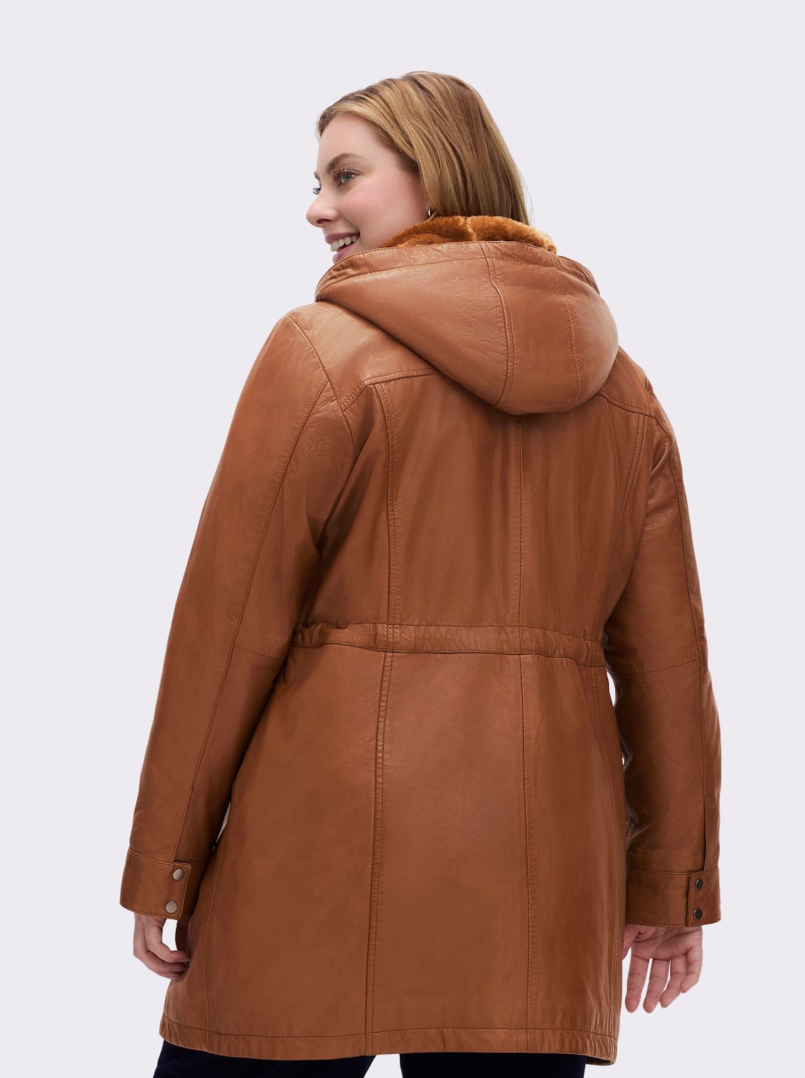 Mainpol Lederjacke aus Lammnappa - cognac