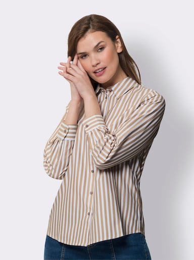 heine Gestreepte blouse - camel/wit gestreept