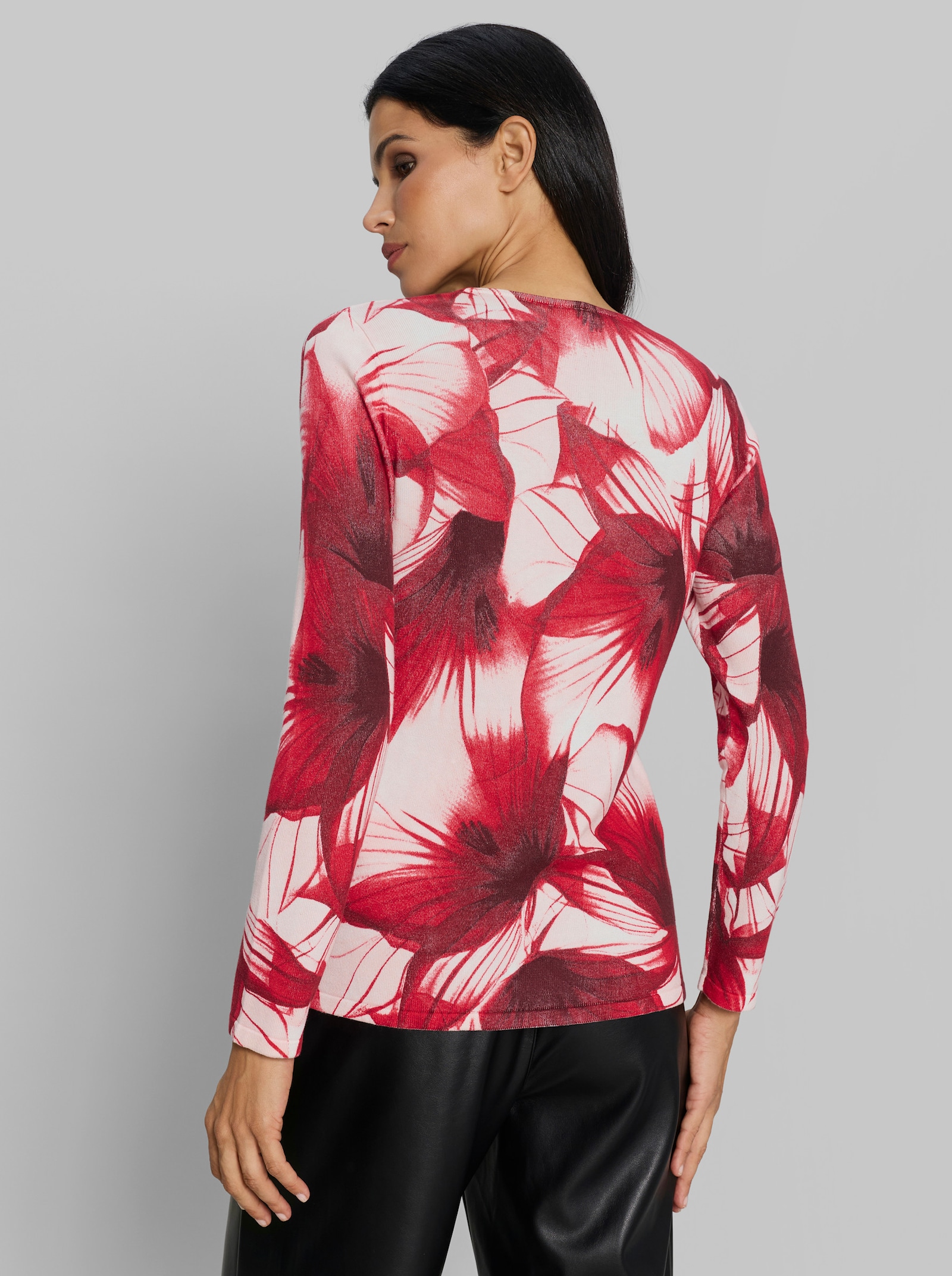 heine Langarm-Pullover - ecru-rot-bedruckt