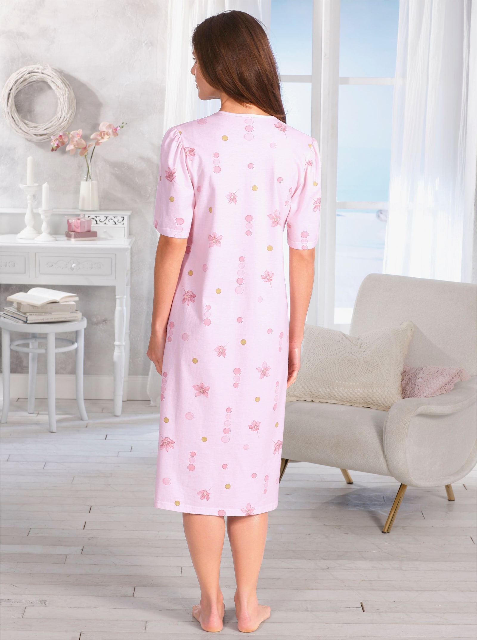 Nachthemd van single-jersey - roze geprint