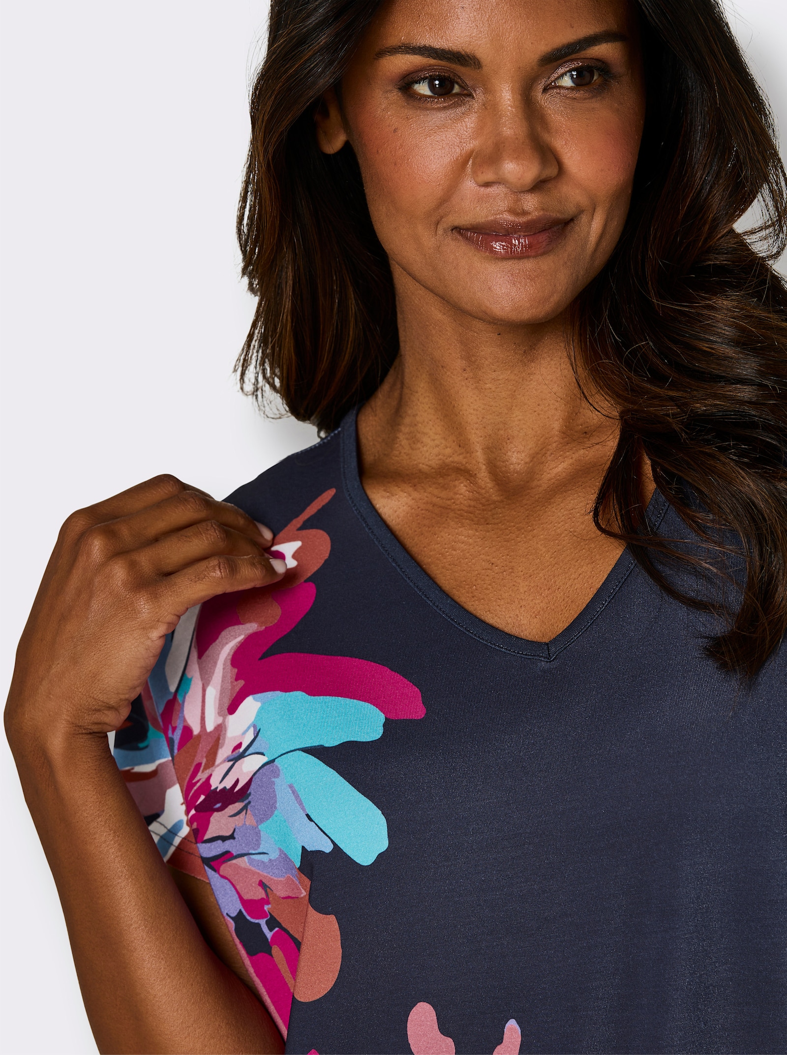 wäschepur Nachthemd - marine/fuchsia bedrukt