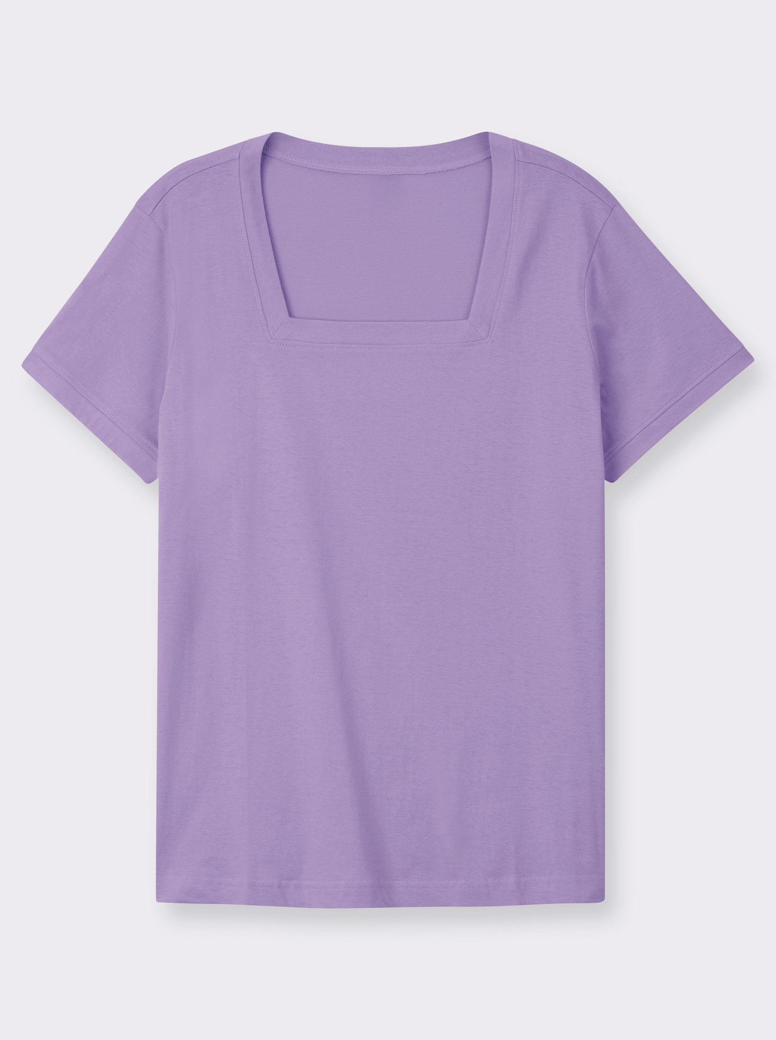 Kurzarmshirt mit Karree-Ausschnitt - lavendel
