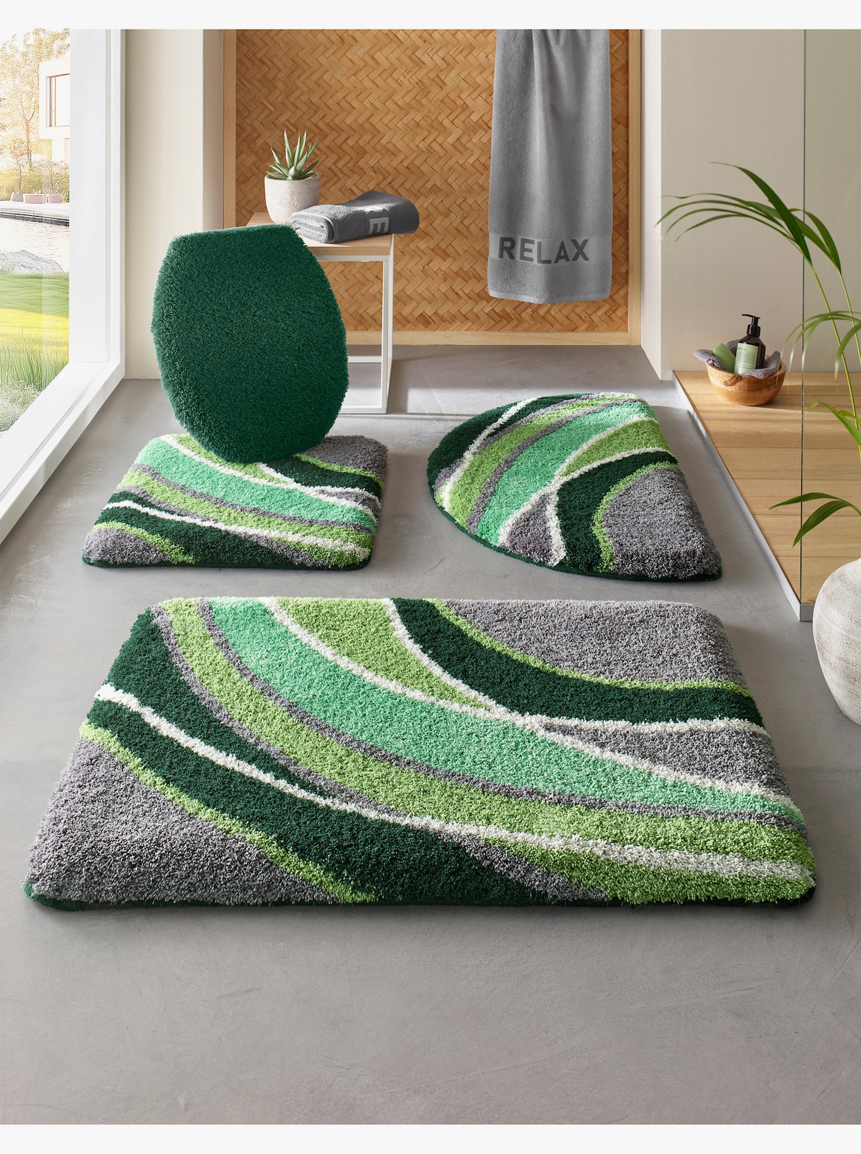 Hagemann Badematte - grau-eucalyptus