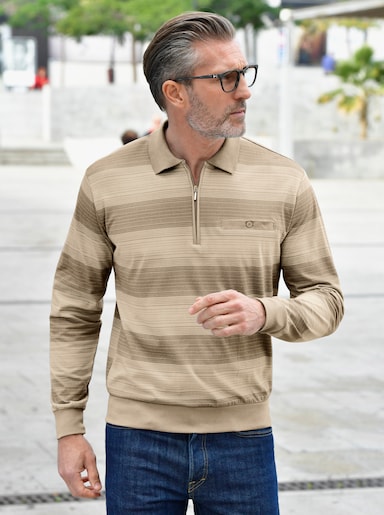 Marco Donati Langarm-Shirt - beige-gestreift