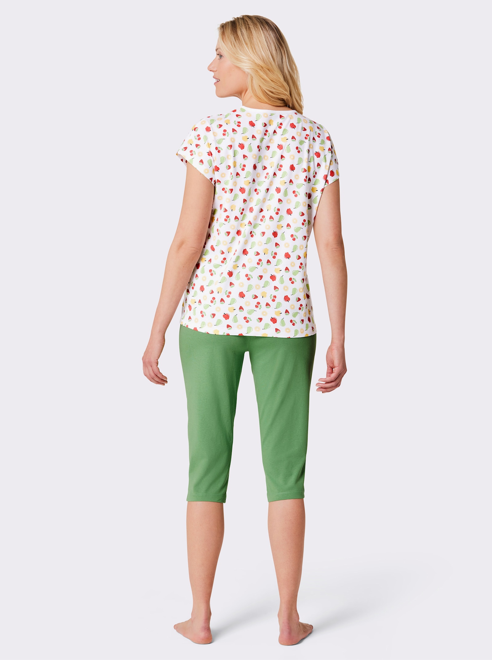 wäschepur Pyjamasar med capribyxa med resårlinning - äpple + vit-med tryck