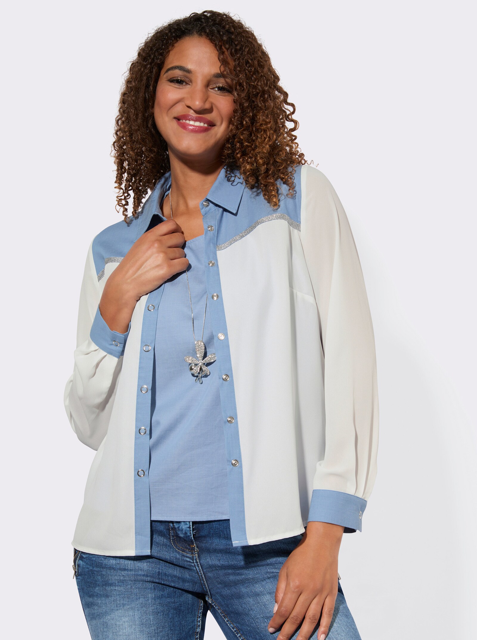 Blusenset aus Bluse und Top - weiß
