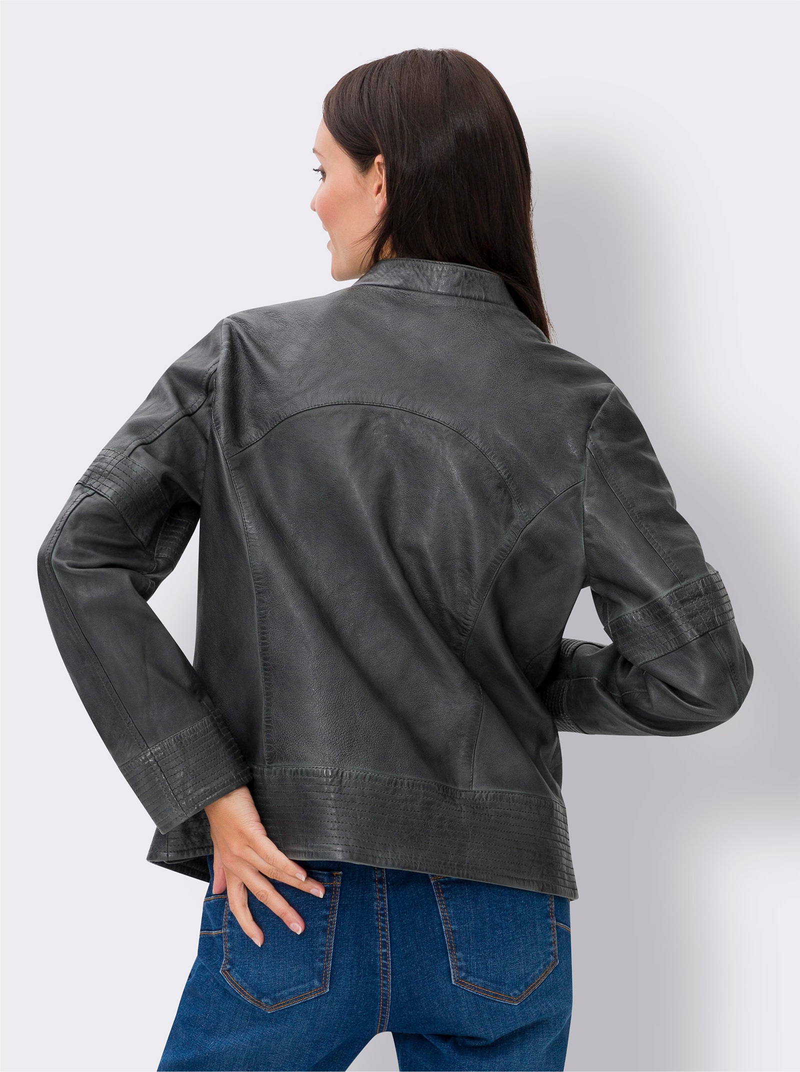 heine Lederjacke mit 2-Wege-Reissverschluss - marine