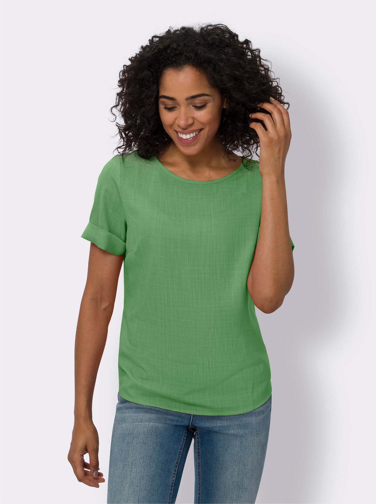 Bekväm blus i linnelook, lättskött - äpple