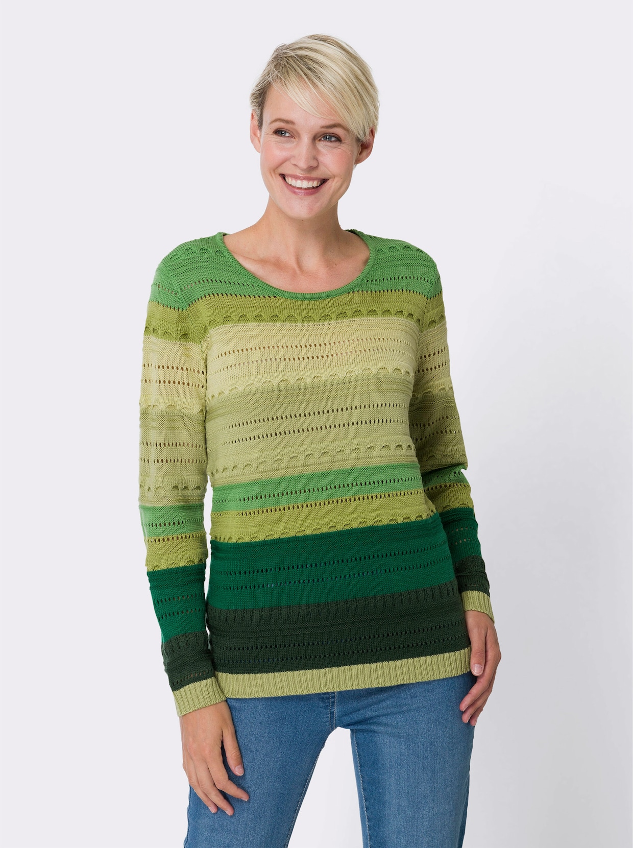 Ajourpullover - lindegroen/appelgroen gedessineerd