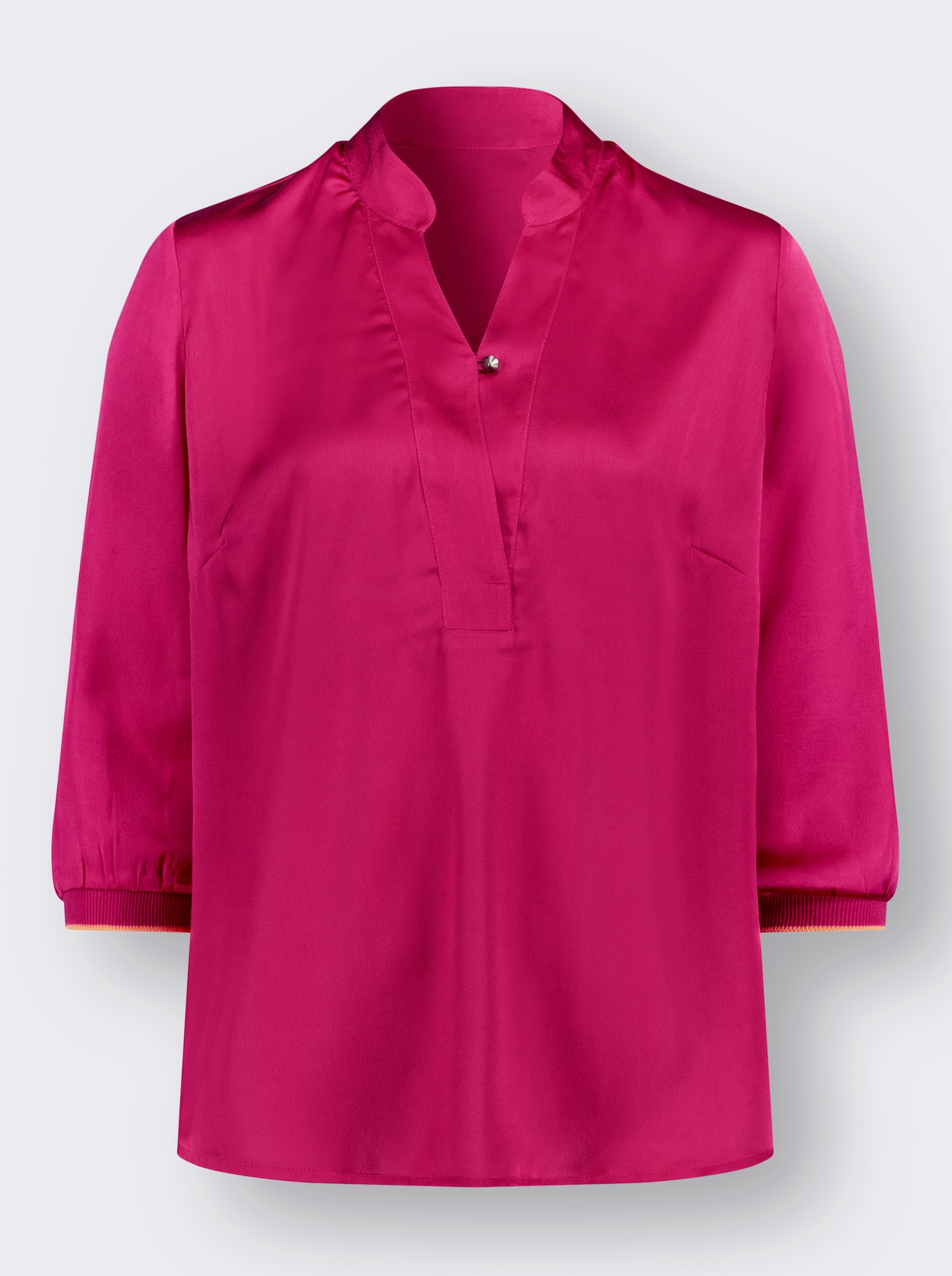 Bluse mit Stehkragen und 3/4-Arm - pink
