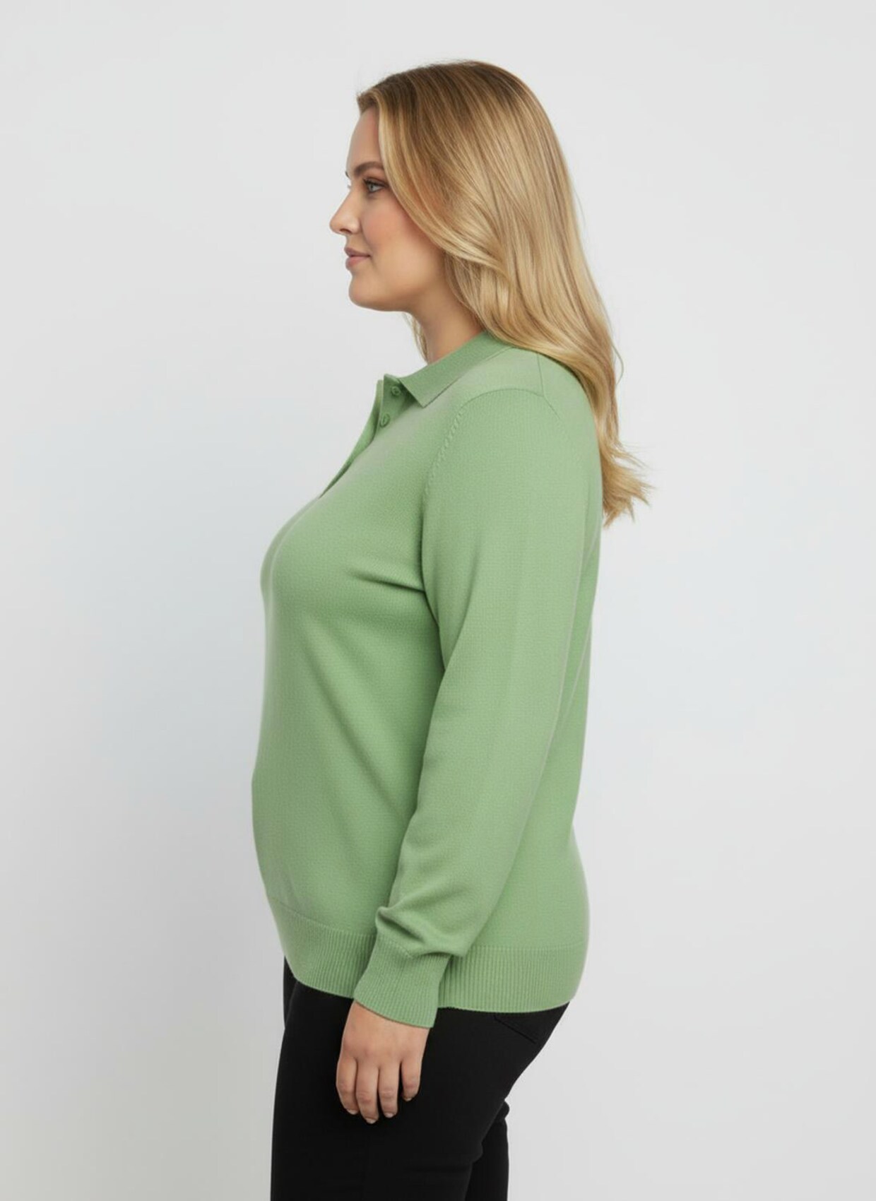 Polopullover mit kurzer Knopfleiste - apfel