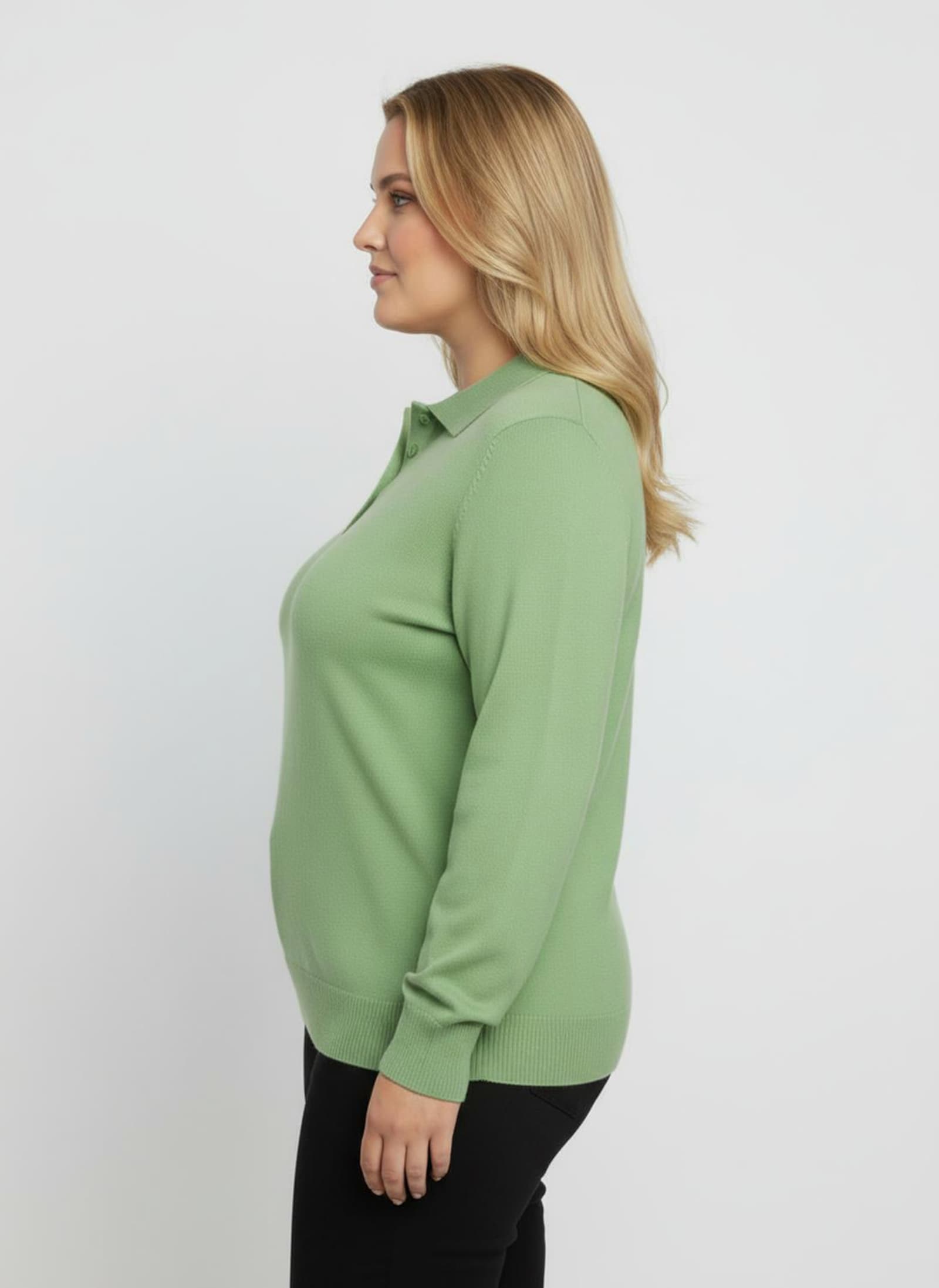 Polopullover mit kurzer Knopfleiste - apfel