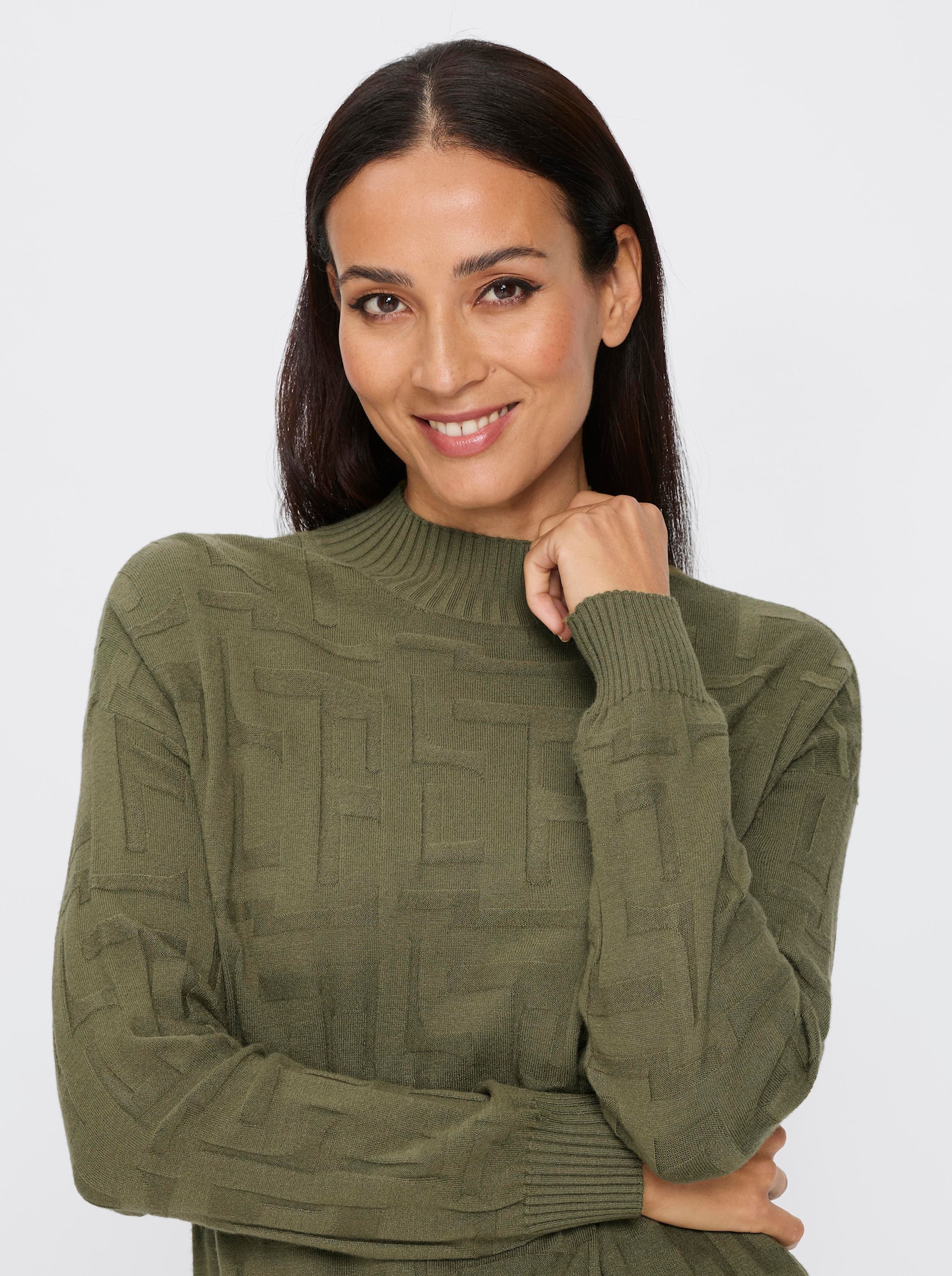 heine Jacquardpullover - oliv