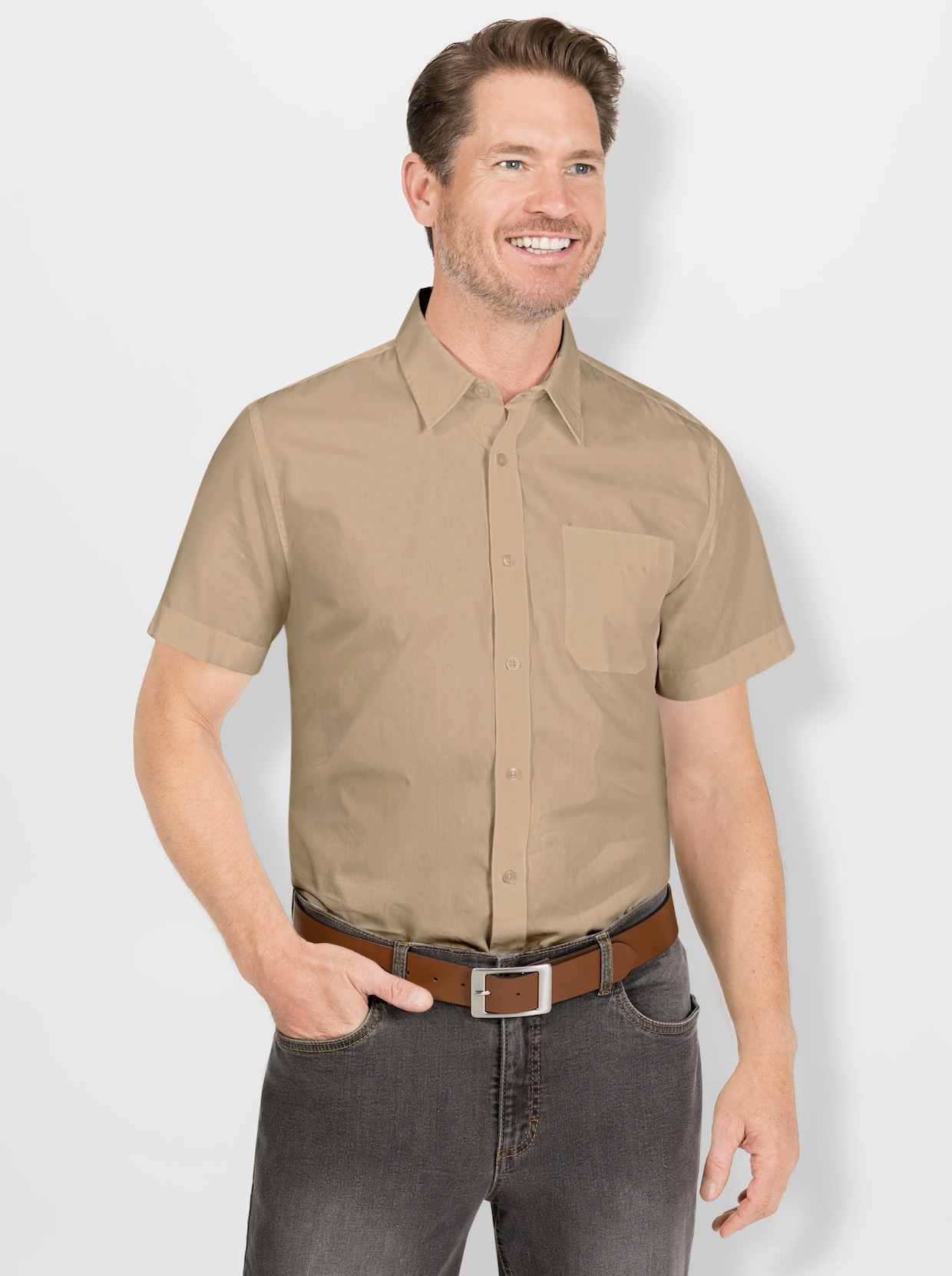 Marco Donati Hemd met korte mouwen - beige
