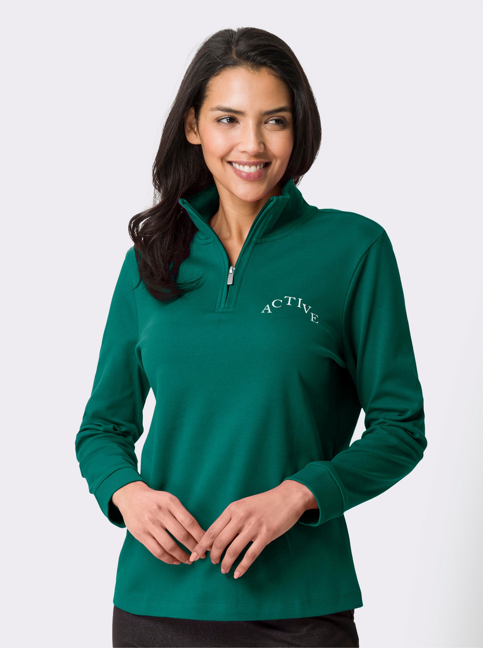 Sweatshirt met rits - smaragdgroen
