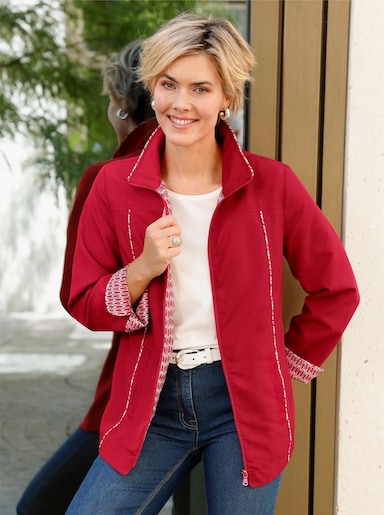 Übergangsjacke mit Cord-Paspelierungen - rot
