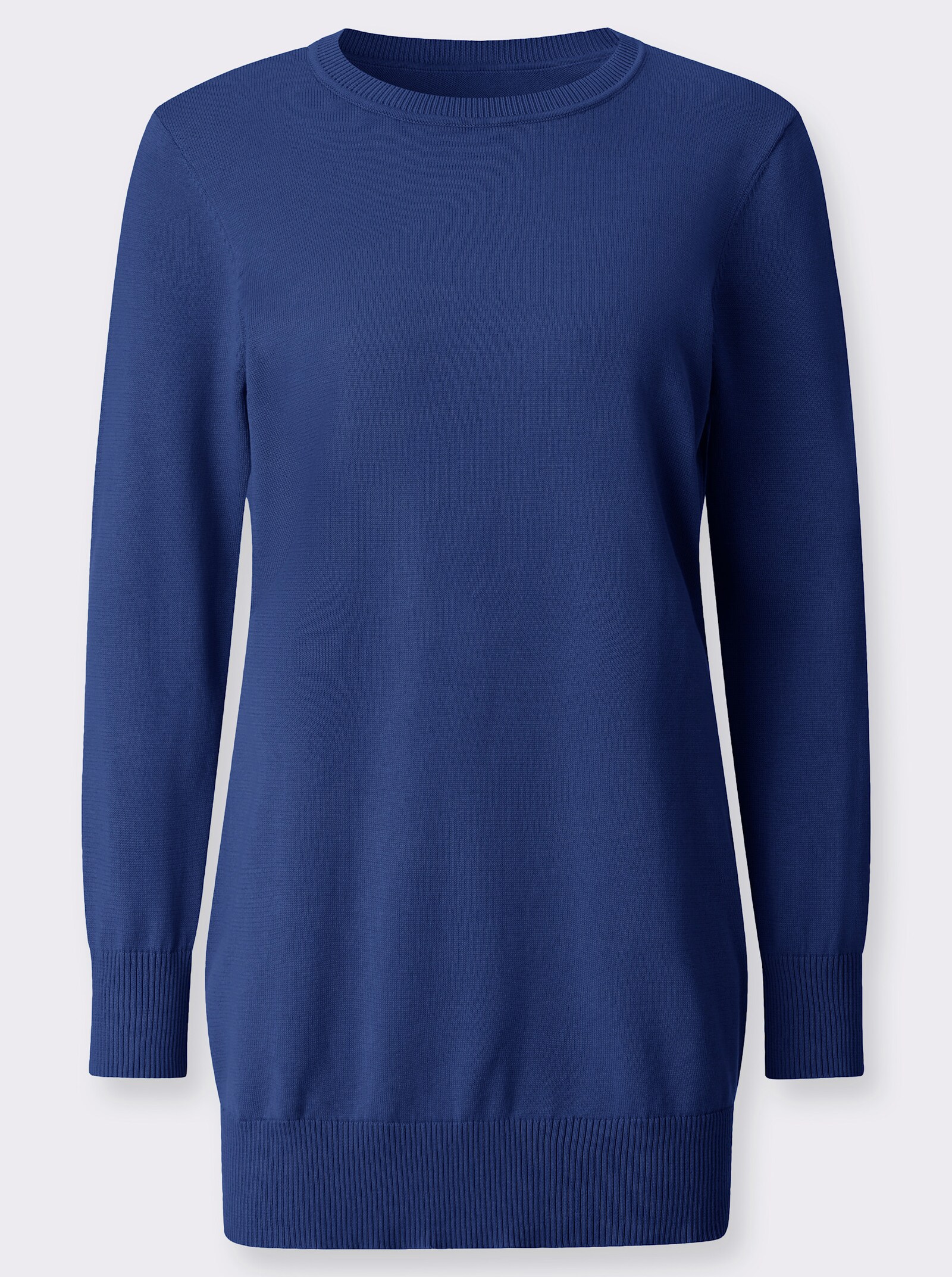Lange pullover van fijntricot - koningsblauw