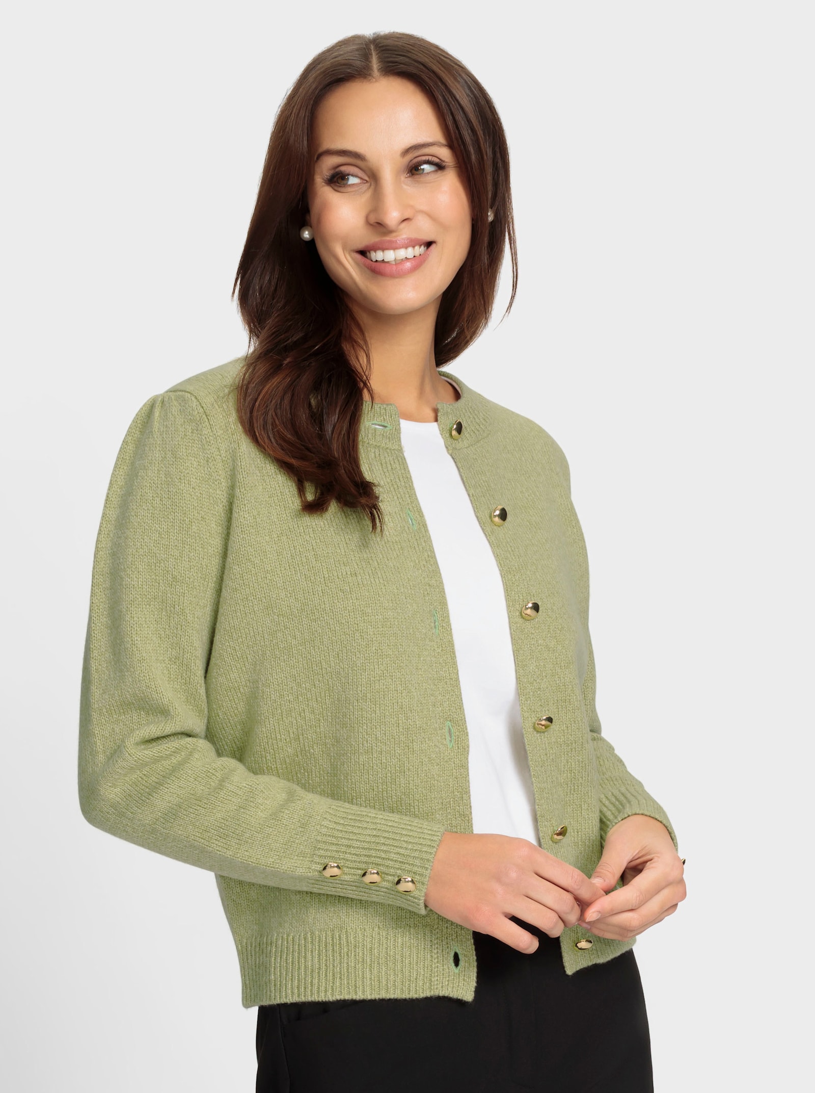 Kofta med prydnadsknappar - vass, melerad